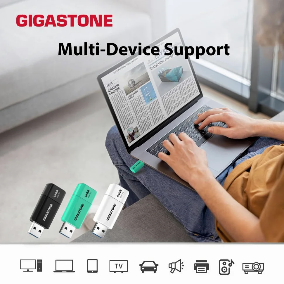 Gigastone Chiavetta USB 256 GB, Z60 USB 3.2 Gen 1 Serie, R/W 120/80 MB/s alta velocità, Senza cappuccio con design retrattile, compatibile con interfaccia USB 2.0 / USB 3.0 / USB 3.1