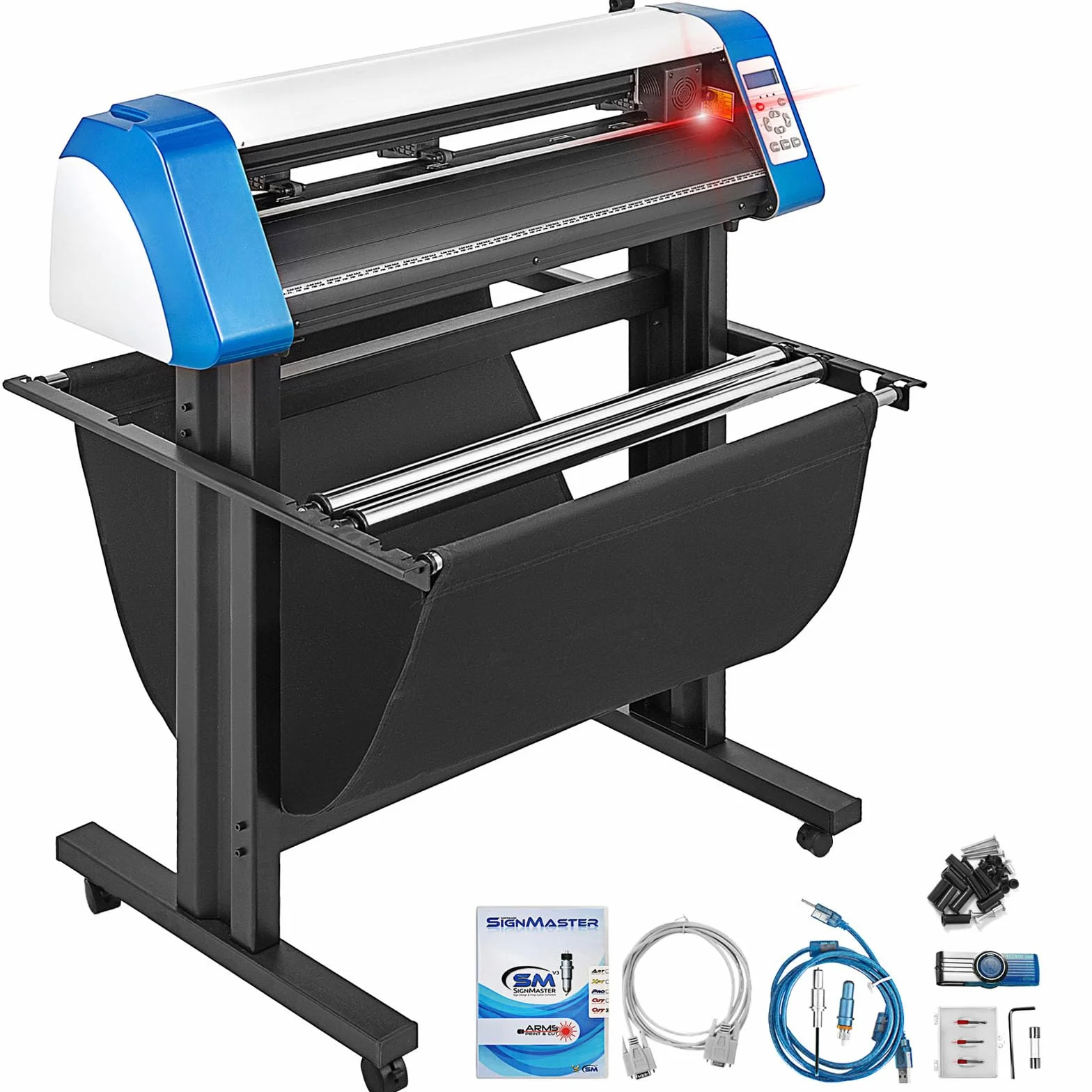 VEVOR Taglierina per Vinile da 870 mm Taglierina per Stampante per Vinile Fai da Te Semiautomatica, Taglio di Segnaletica con Posizionamento Manuale con Software Signmaster su Supporto da Pavimento