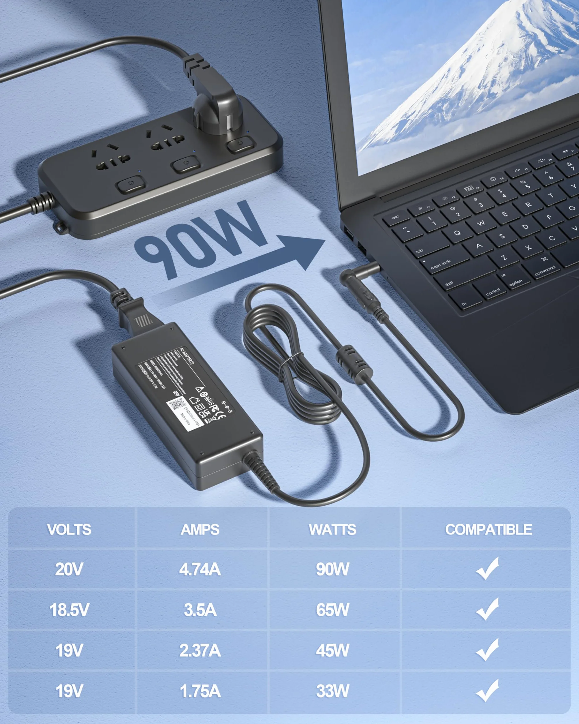 90W Alimentatore Universale Caricatore PC Portatile per HP ASUS Acer Dell Sony Samsung Fujitsu Gateway MSI Medion Notebook Ultrabook Chromebook Adattatori
