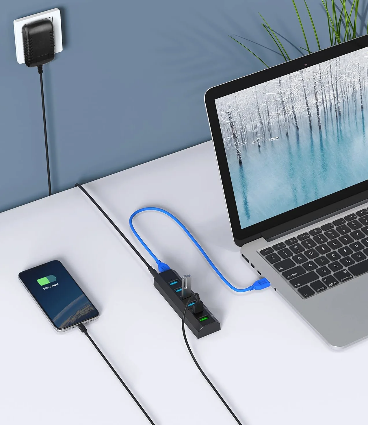 Hub USB 3.0, Vansuny Hub USB 3.0 Alimentato, 6 in 1 Porta USB Multipla per PC, Ultra Trasferimento Ultra Veloce 5Gb/s
