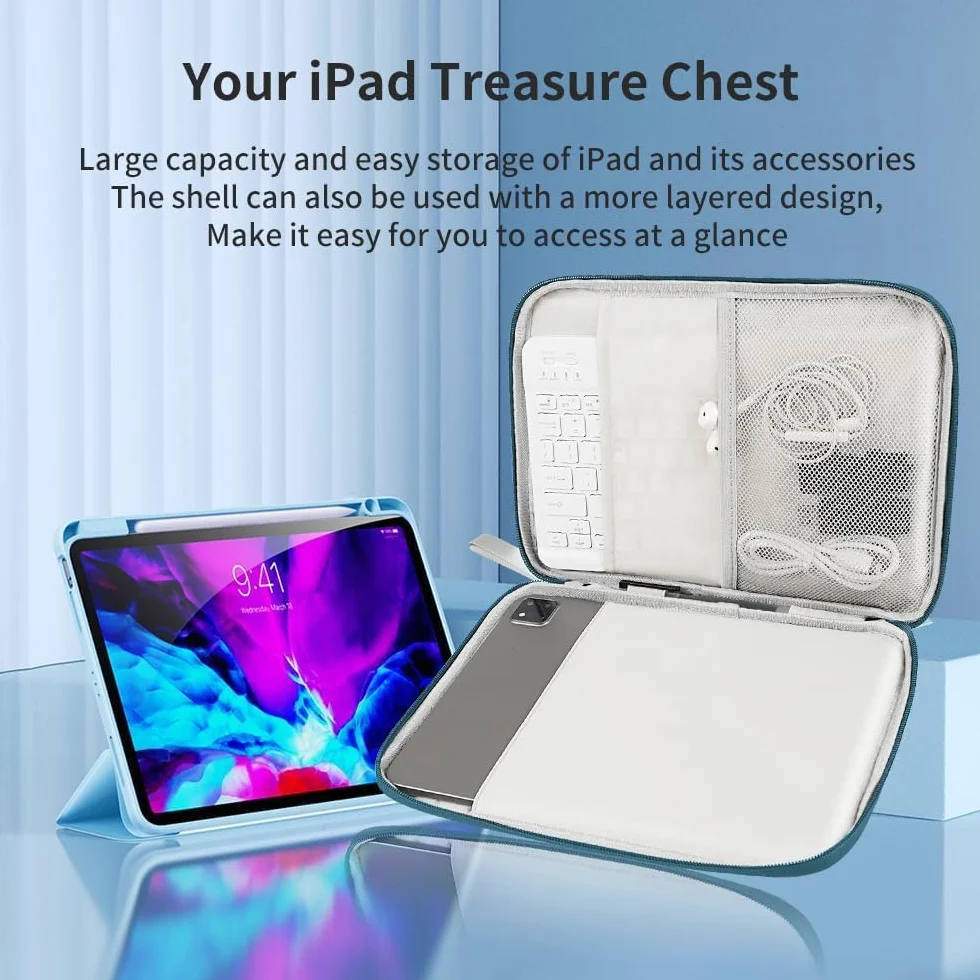 9-11" Custodia Protettiva, 10 Pollici Custodia Protettiva Compatibile con iPad PRO 11 M4 2024/11 Pollici iPad Air M2 2024/iPad 10a 10,9 2024/iPad Air 5/4 10,9, Galaxy Tab S9/S8/A8/A7 Blu