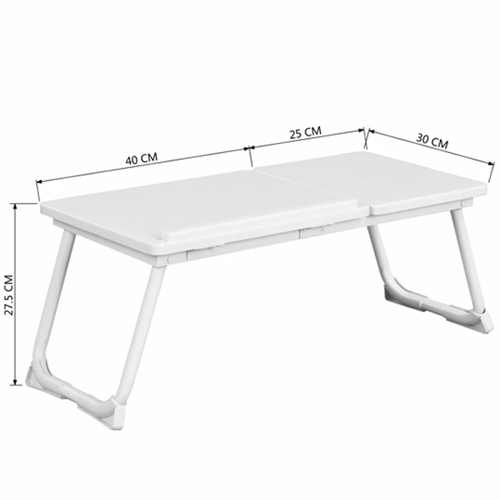 BAKAJI Tavolino Vassoio da Letto Divano per Notebook PC Laptop Pieghevole Leggio 65x30cm, Tavolino Colazione da Letto (Bianco White)