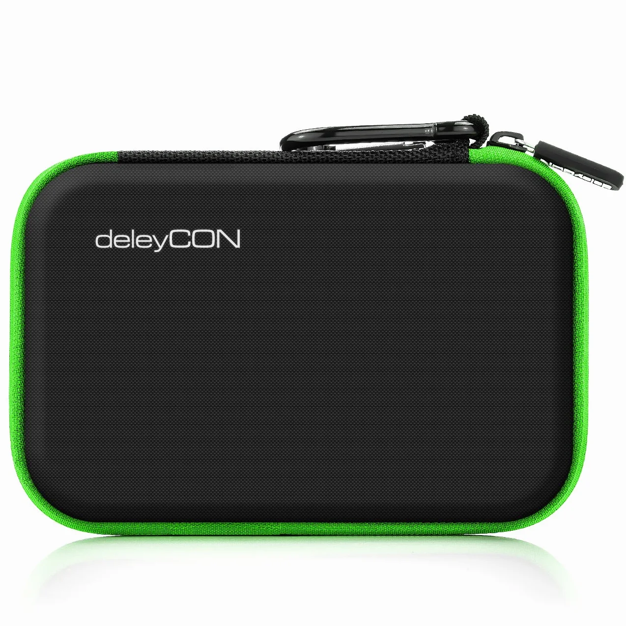 deleyCON Borsa del Disco Rigido Custodia HDD - Per Dischi Rigidi da 2,5" Pollici e SSD - Robusto e Antiurto - 2 Scomparti Interni con Tasche a Rete - Verde