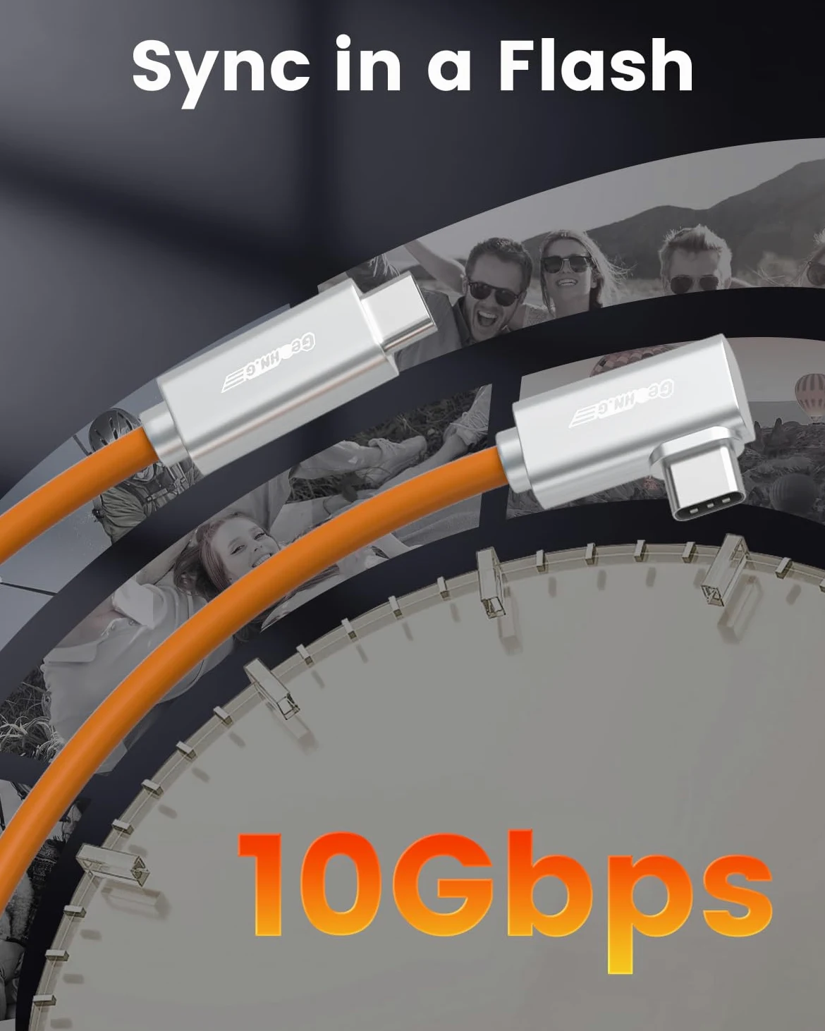 GeoHN.G Cavo USB C in fibra ottica ad angolo retto, 7,5 m
