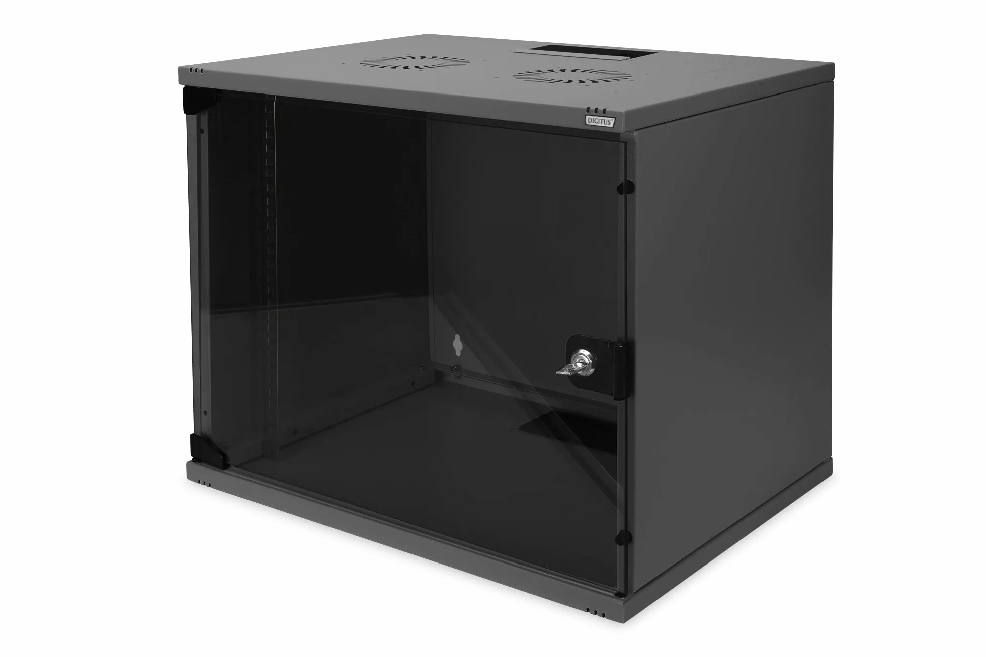 DIGITUS Armadio di rete 19" 9 U montaggio a parete 400 mm 60 kg porta in vetro nero