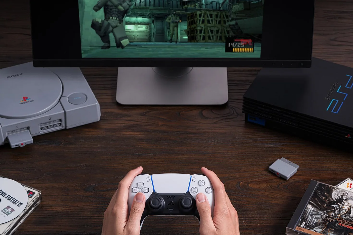 8Bitdo Ricevitore Bluetooth Retrò per PS1 PS2 e Windows, Compatibile con Xbox, Switch Pro e Controller PS5/PS4