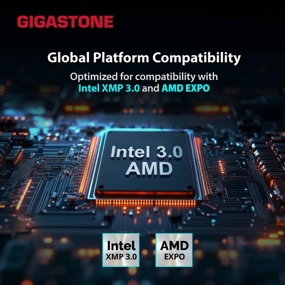 【RGB DDR5 RAM】 GIGASTONE Game Turbo 32GB Kit(2x16GB) DDR5 6400MHz PC5-51200 CL 40-40-40-84 Intel XMP 3.0 AMD Expo 1.35V UDIMM 288pin Non bufferizzata Rosso Non ECC Memoria ad alte prestazioni per PC