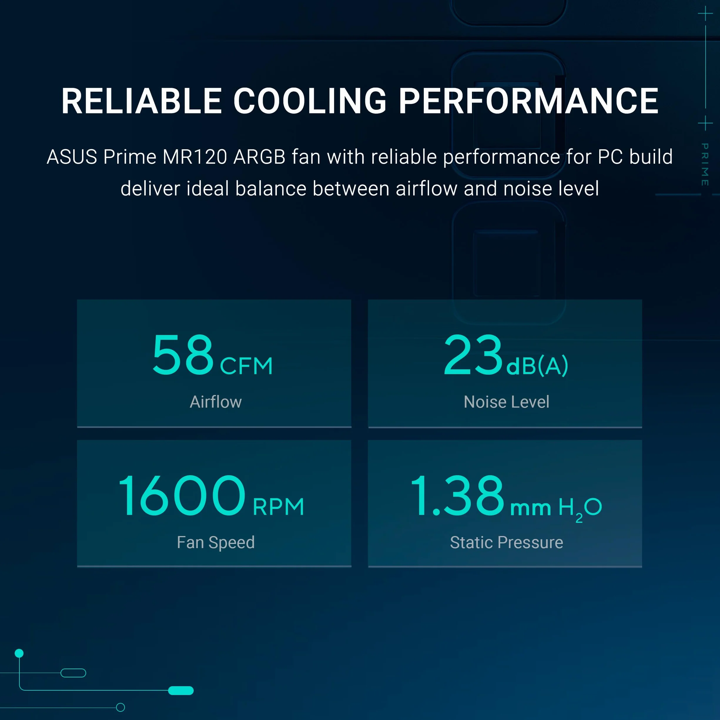 ASUS Prime MR120 ARGB Reverse, Ventola per Case da 120 mm, Spessore Telaio 2,8 cm, 20 LED ARGB Compatibili con Aura Sync per Illuminazione da Entrambi i Lati, 23 dB di Rumore, 3 Pezzi, Bianco