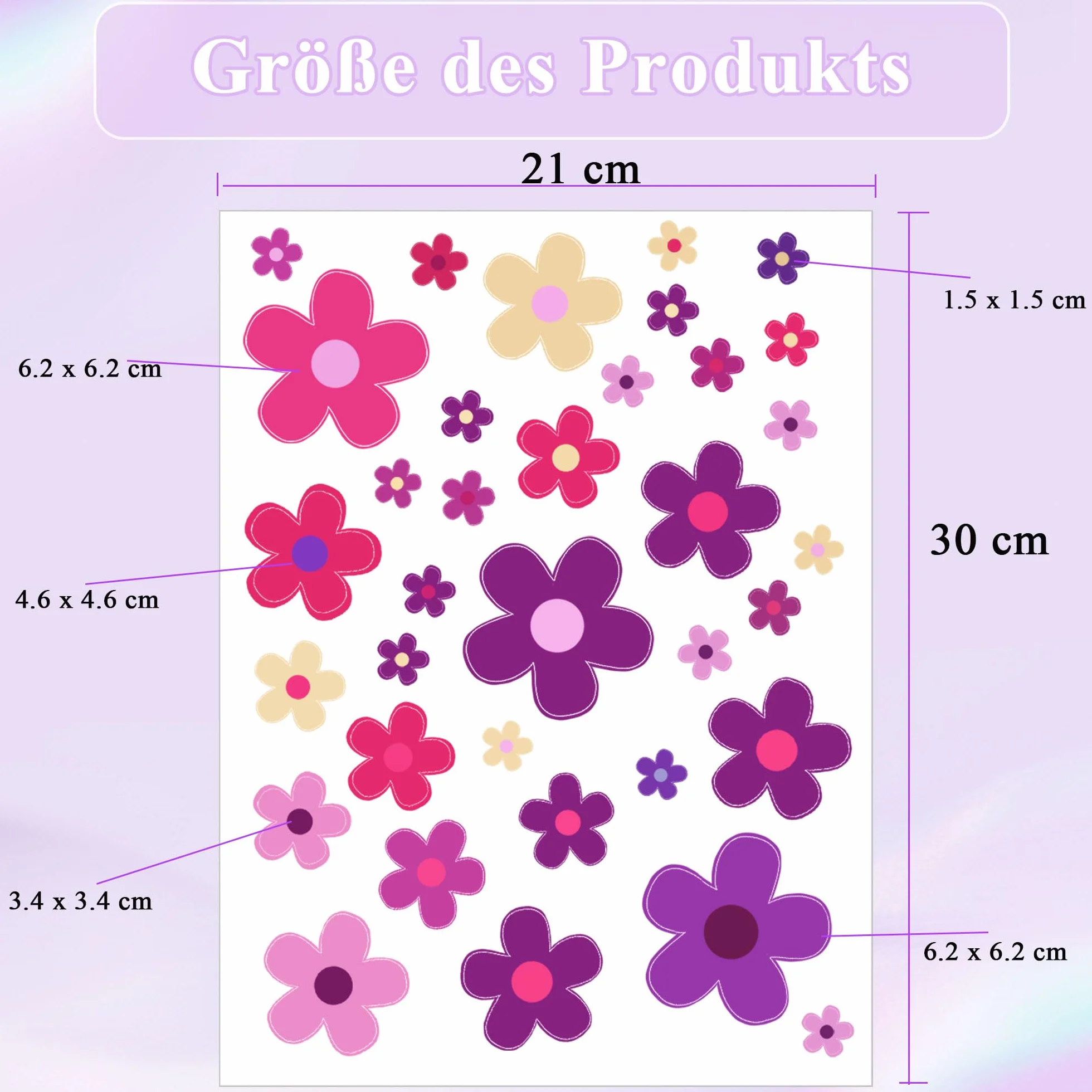 105 adesivi a forma di fiore, per bicicletta, per computer portatile, auto, moto, 105 pezzi