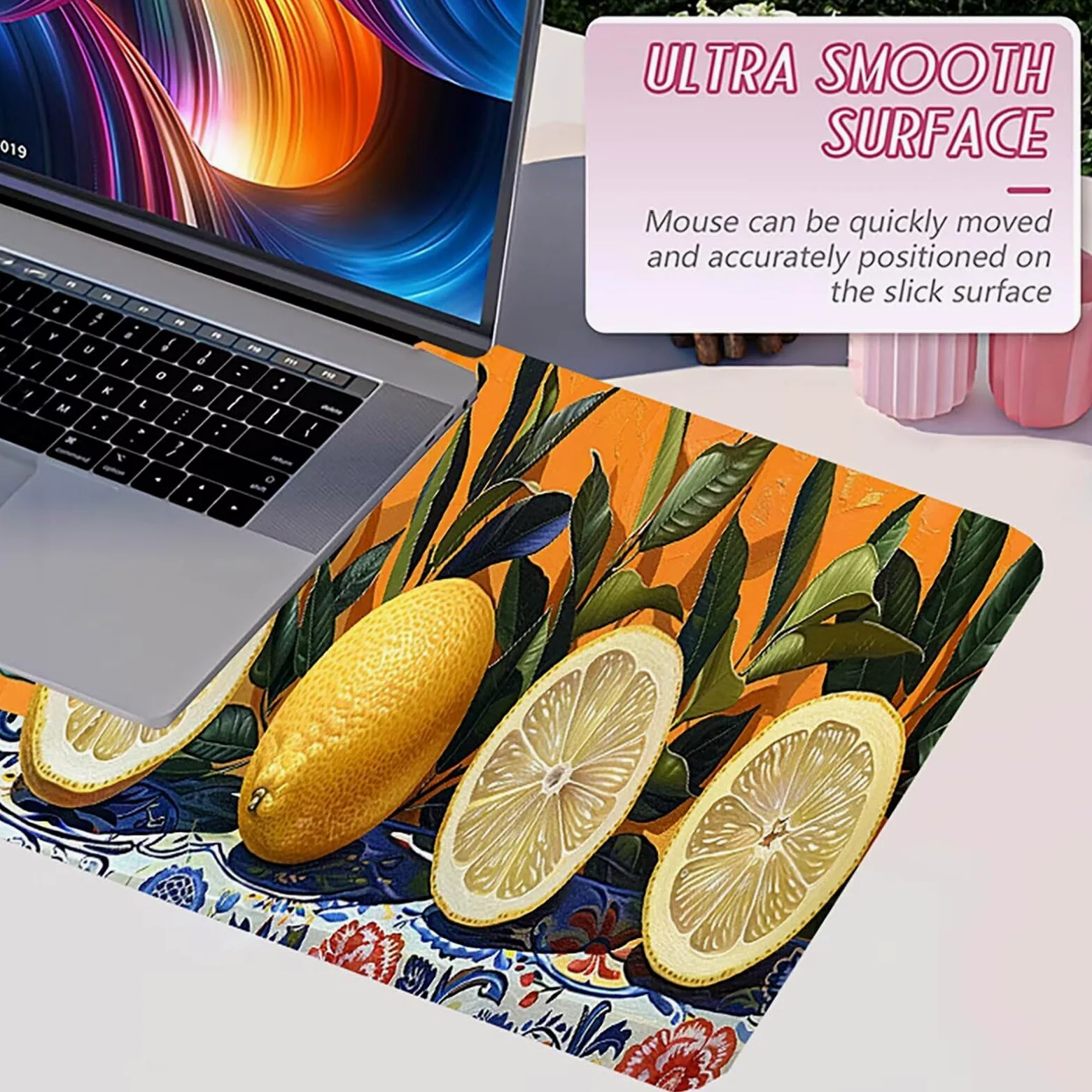 Tappetino Mouse XXL 1500 x 800 mm, Tappetino Mouse Frutta, Gaming Mousepad Migliorare la Velocità e la Precisione, Mouse Pad con Base in Gomma Antiscivolo, Ufficio Accessori Gaming, Giallo 7-2837