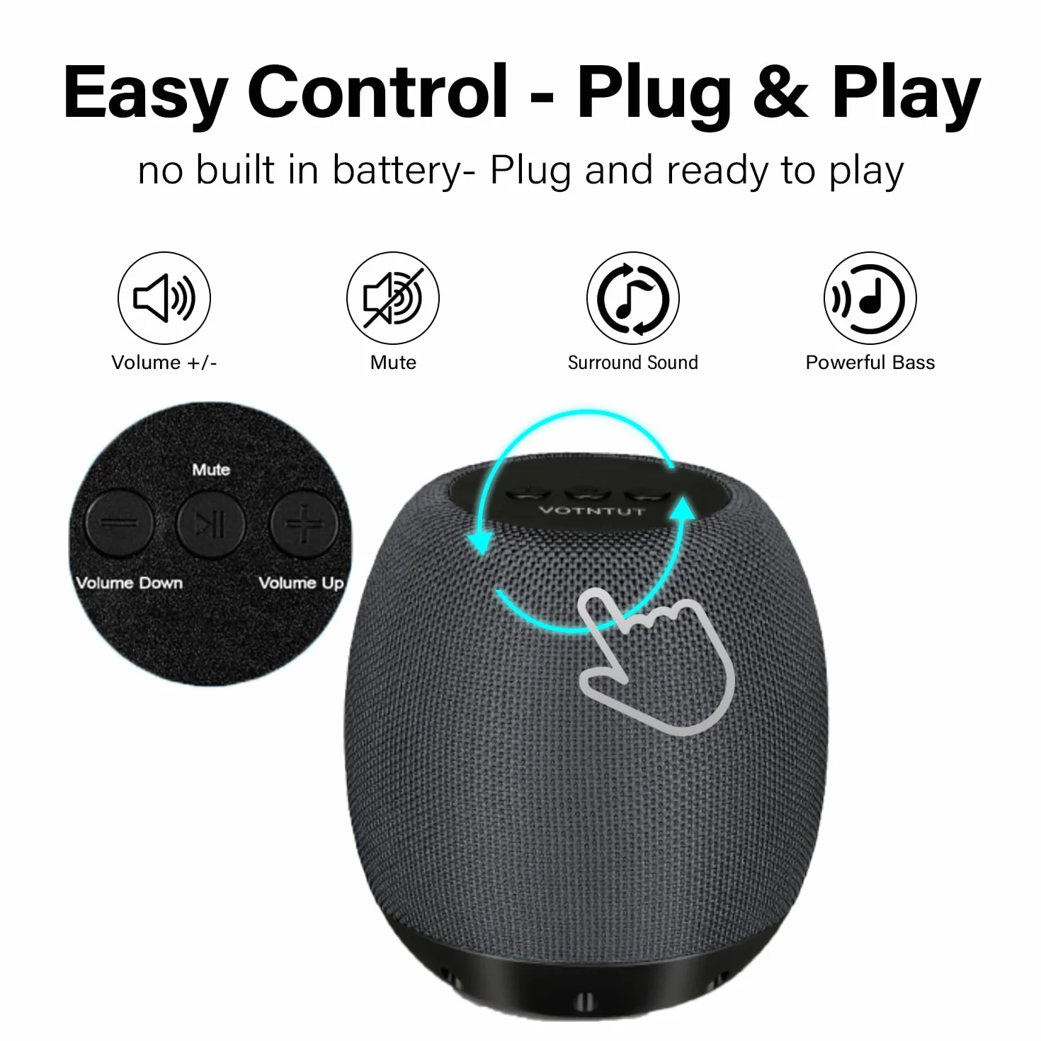 ZETIY Mini Altoparlante per PC, Casse PC USB Stereo Sound, Design Antiscivolo, Portatile Speakers Soundbar per Desktop Notebook Laptop Cellulare