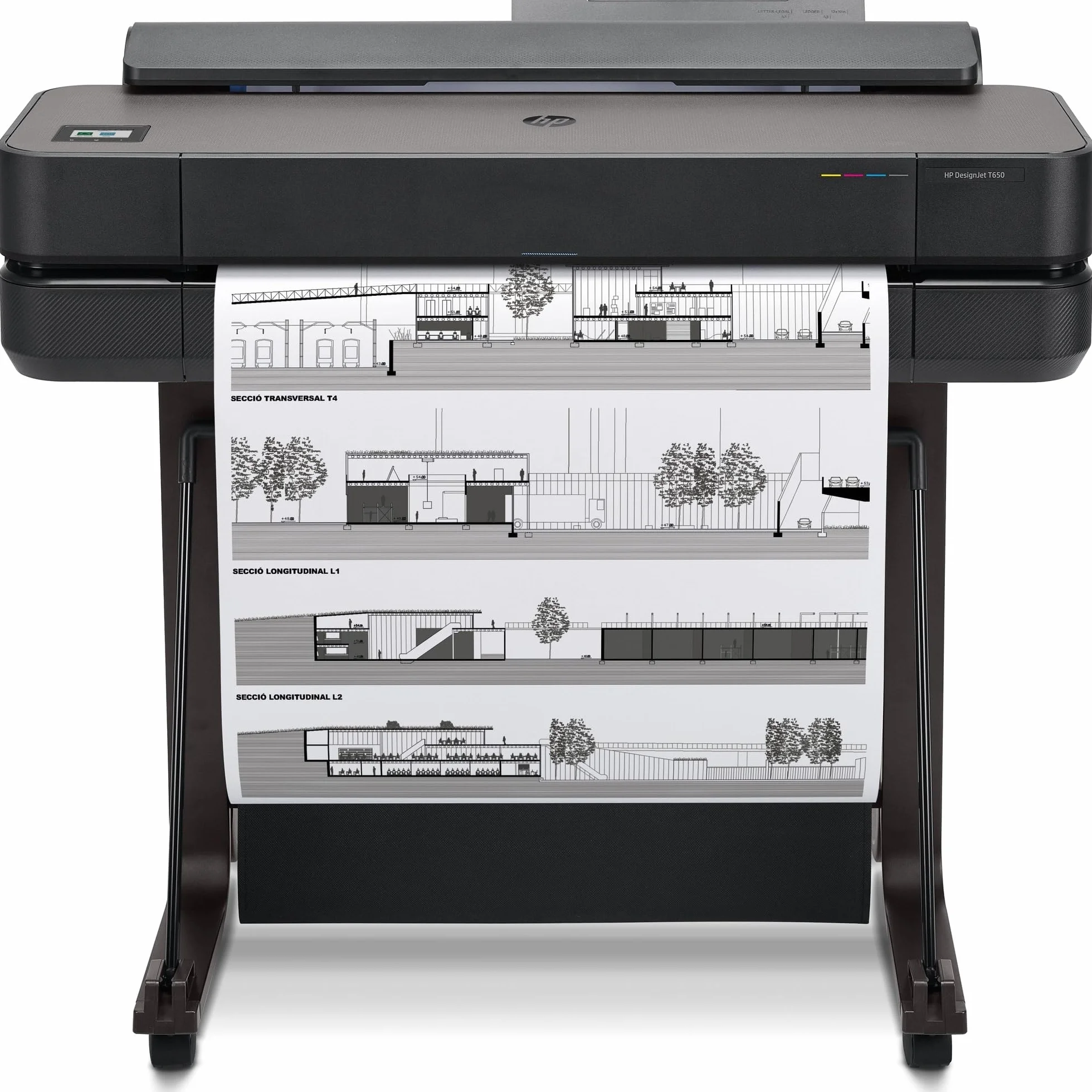 HP DesignJet T650 Stampante per Grandi Formati da 91 cm 5HB10A, Formati supportati da A4 ad A0, velocità 82 Pagine A1 all’Ora, Gigabit Ethernet, USB Hi-Speed 2.0, Wi-Fi, Garanzia 2 Anni, Nero