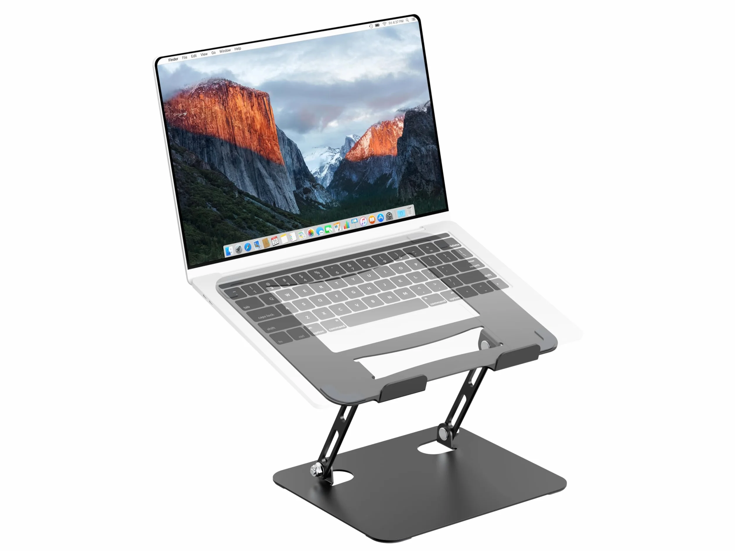 PureMounts Supporto per laptop regolabile in altezza ergonomico con base girevole 360° nero
