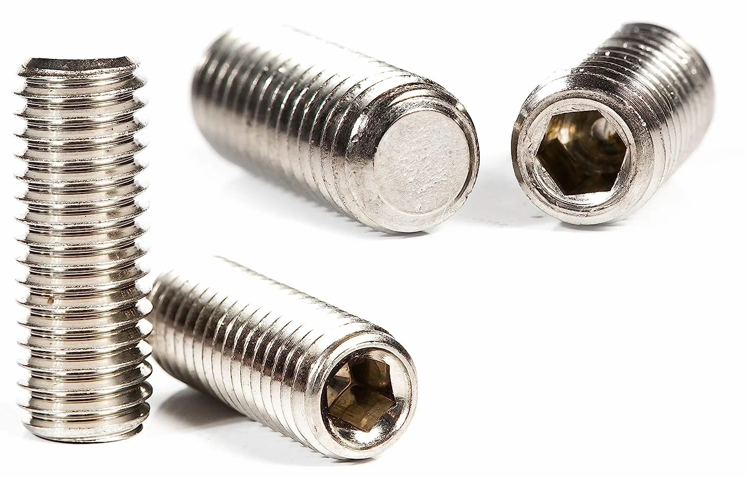 Viti senza testa M6 (6 mm x 6 mm) a punta piatta, in acciaio inox, filettatura metrica, chiave a brugola (confezione da 20)