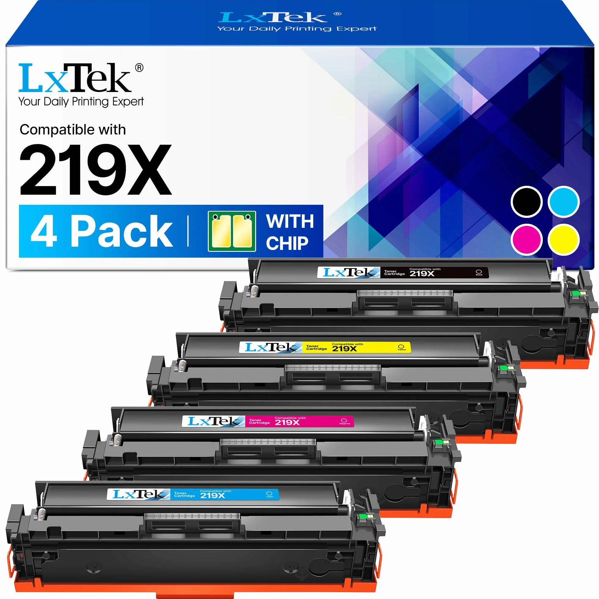 LxTek 219X Toner compatibile per HP 219X 219A W2190X W2090A HP Color LaserJet Pro MFP 3302fdwg 3302sdwg 3302fdng 3302fdw 3302sdw 3202fdn 3202dw 3302dn 4-Pack