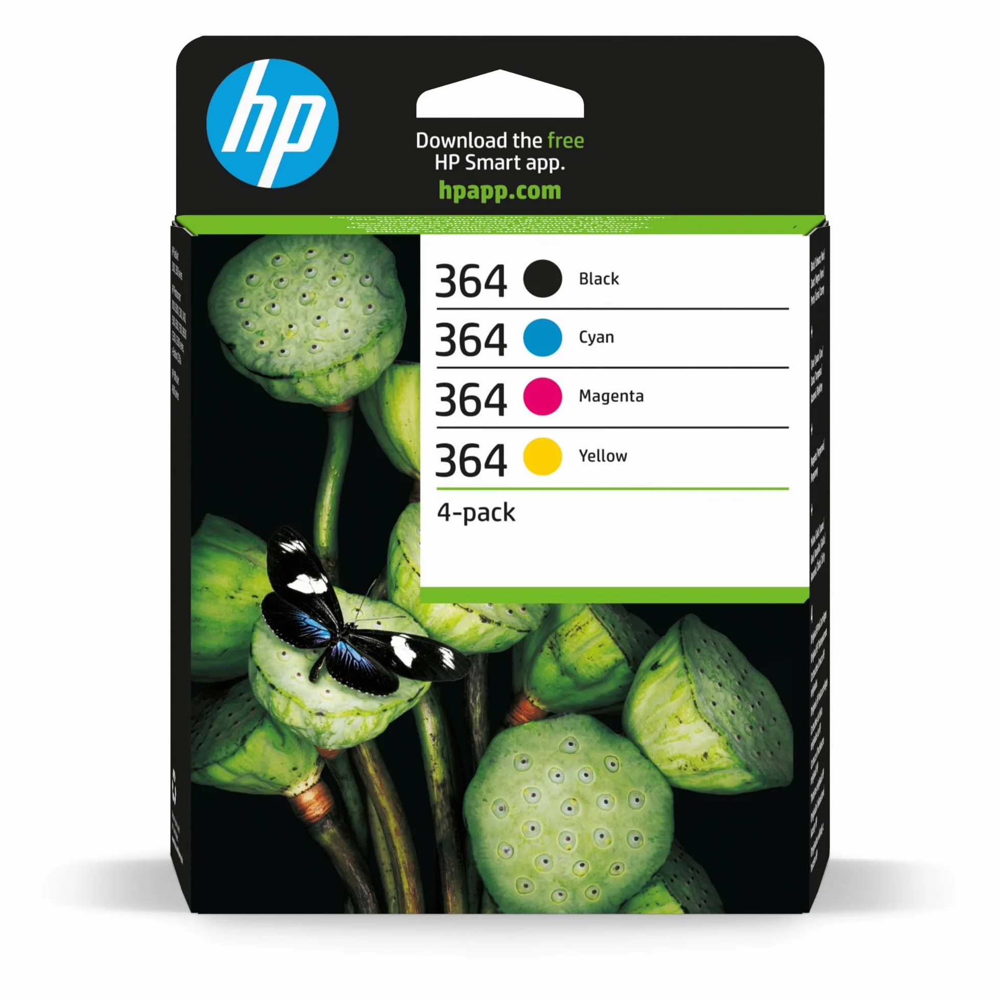 HP 364 Nero, Ciano, Giallo, Magenta, 4 Cartucce Inchiostro Originali | Compatibile con Photosmart 5510, 5515, 6510, 7510, HP OfficeJet 4620, 250 K / 300 C/M/Y pagine (N9J73AE)