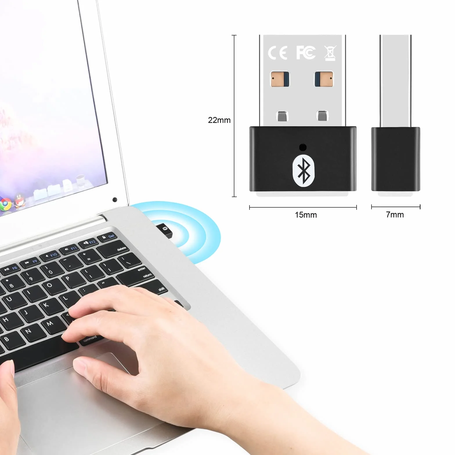 Adattatore Bluetooth USB 5.3, Collega e Usa Chiavetta Bluetooth per PC Laptop EDR Dongle USB Bluetooth Compatibile con Windows 11/10/8.1