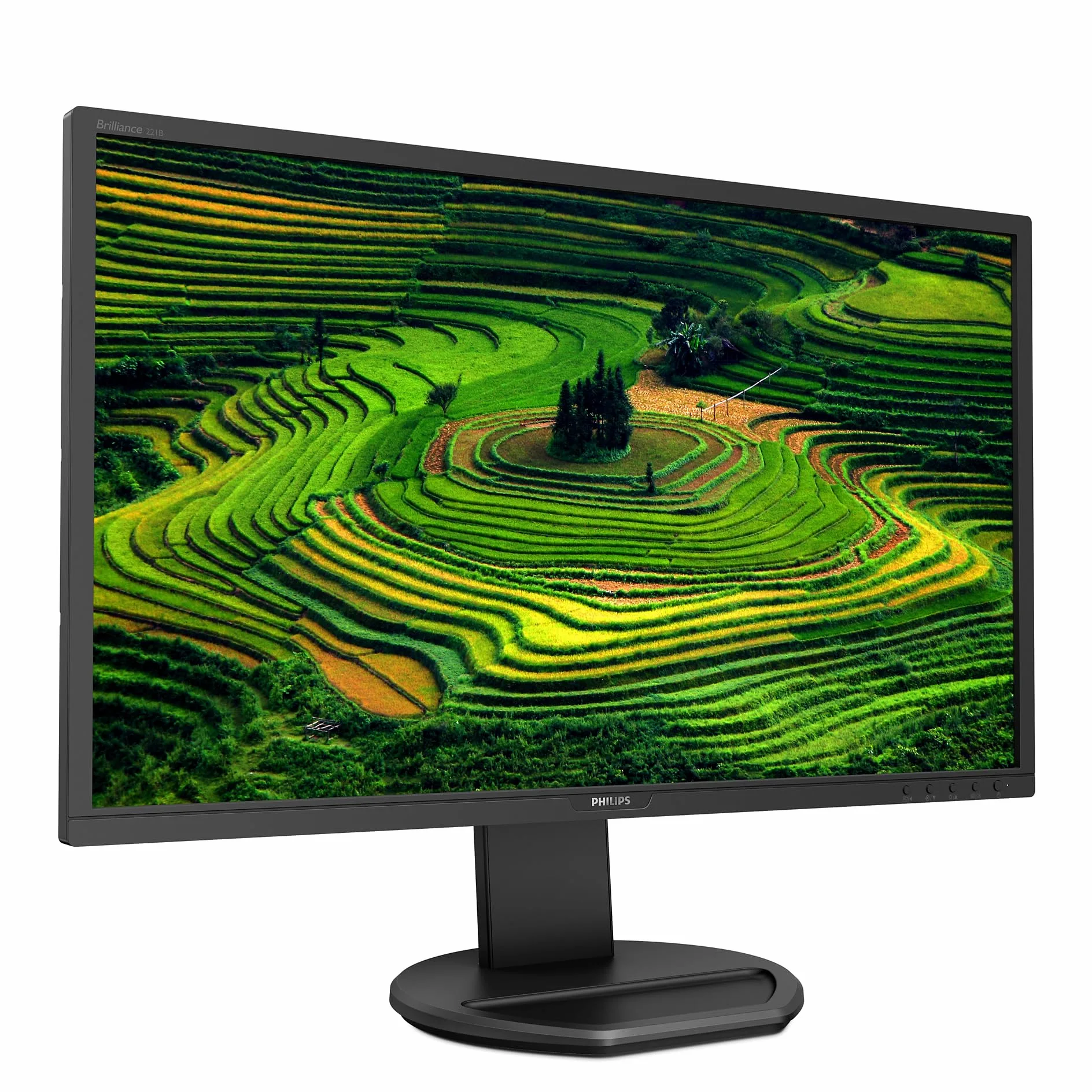 Philips 221B8LJEB Monitor, 22" LED, Full HD, HDMI, Display Port, DVI, VGA, Hub USB, 1ms, Regolabile in Altezza, Girevole, Pivot, Inclinabile, Casse Audio Integrate, Flicker Free, Vesa, Nero