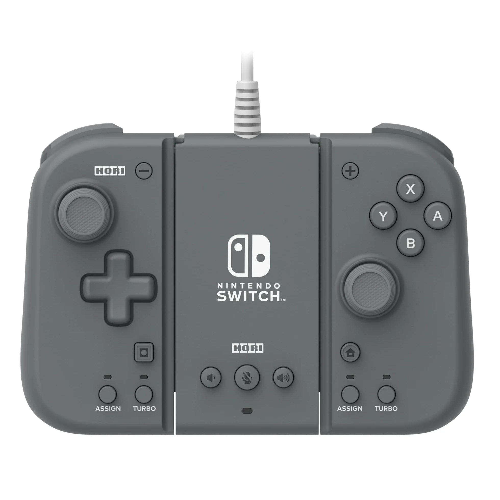 HORI Split Pad Compact Attachment Set (Cenere) Controller ergonomico per la modalita' portatile con adattatore cablato per Nintendo Switch/OLED - Licenza ufficiale Nintendo