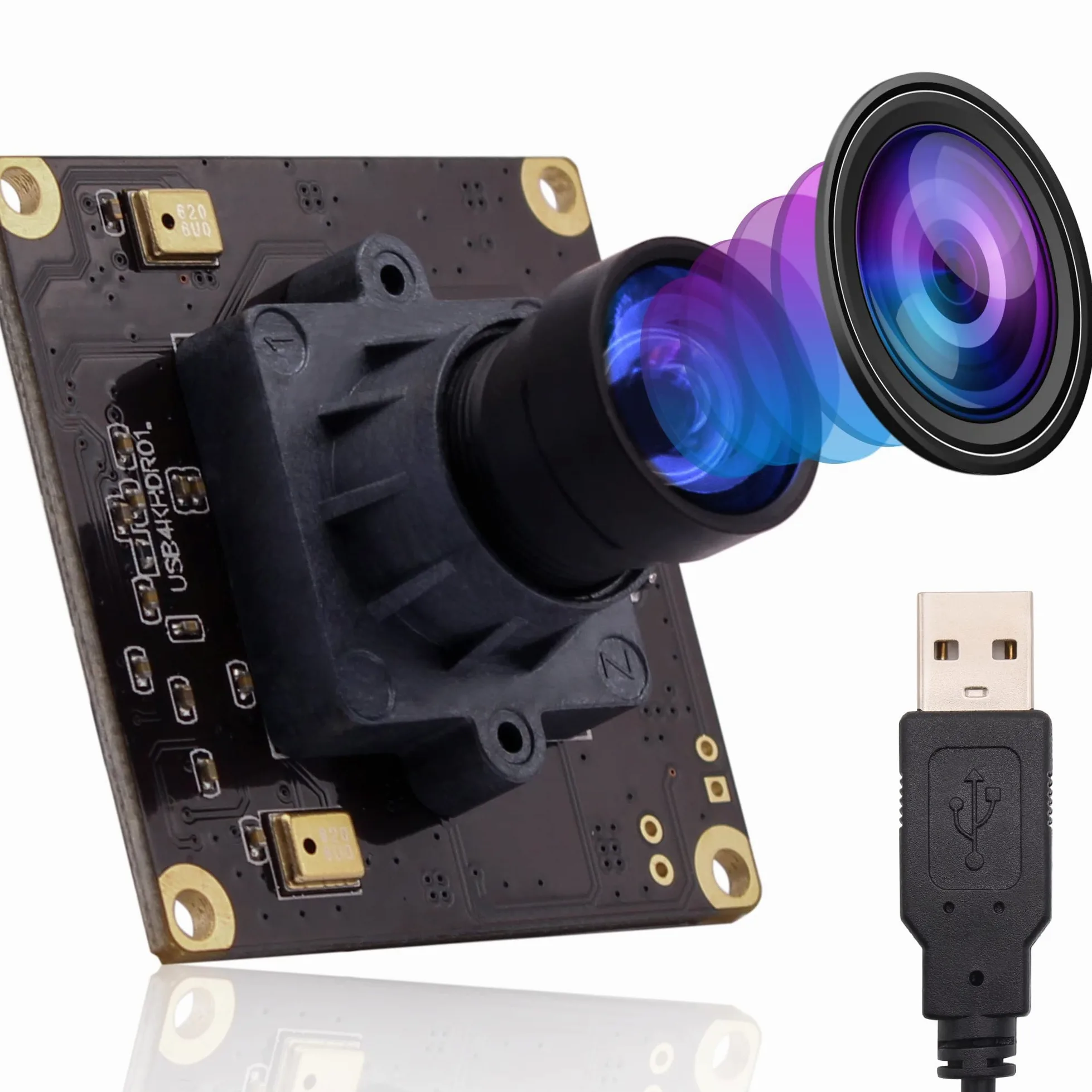 G Modulo fotocamera USB 4K, modulo webcam 2160p, modulo grandangolare UHD 30 fps, 100 gradi, senza distorsioni USB con fotocamera, video desktop, computer, scheda di memoria per Windows, Android, Mac,