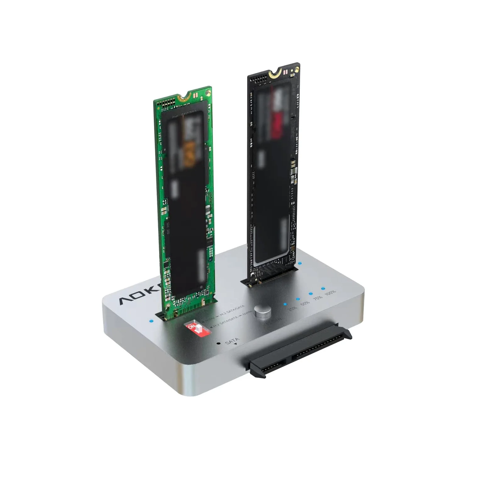 AOKO M.2 Duplicatore SATA a NVMe SSD Cloner, adattatore NVMe a SATA SSD e lettore di dischi rigidi, docking station per PCIe + M.2 NGFF e 2,5 "/3,5" SATA SSD/HDD e cloner bidirezionale offline hard