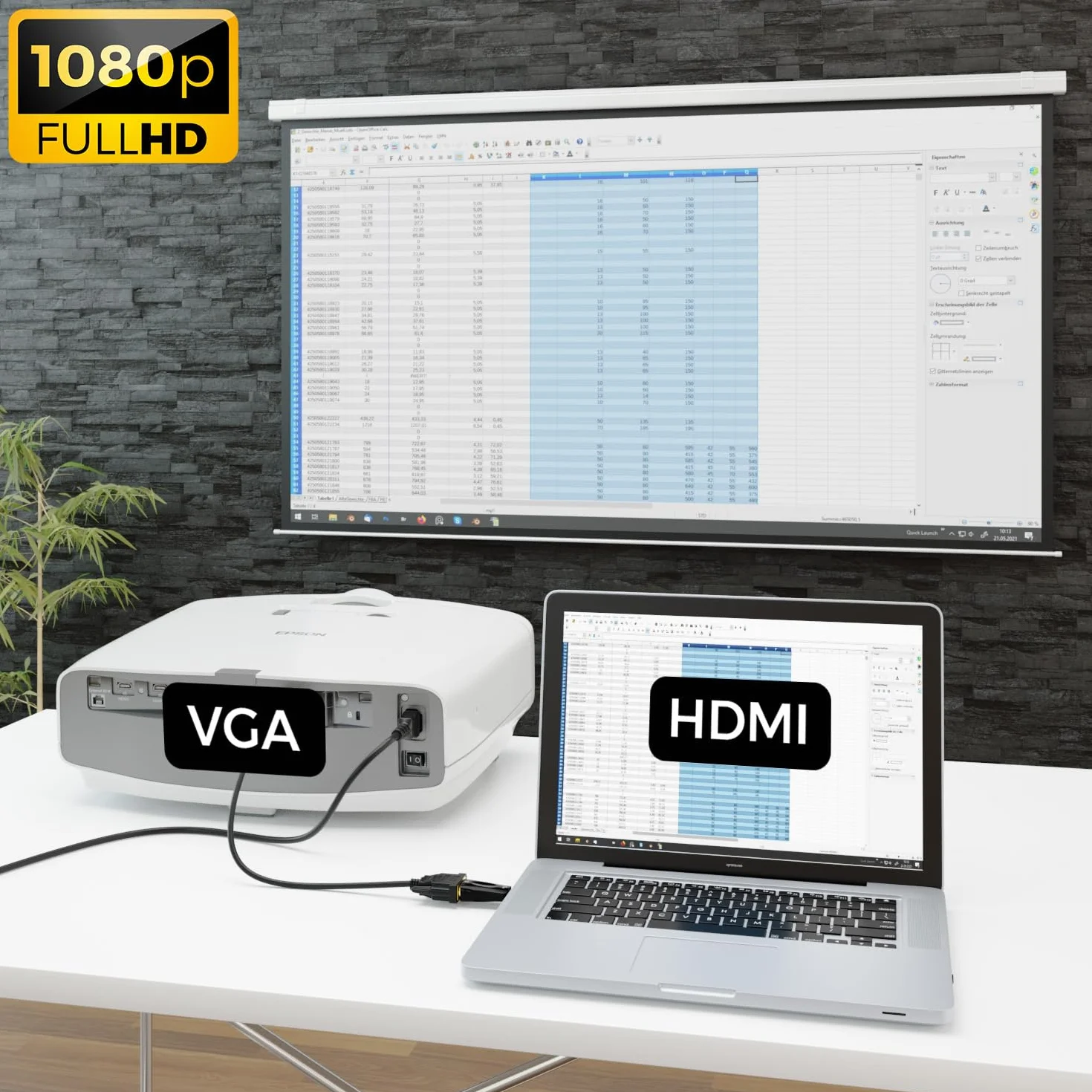 deleyCON Adattatore Convertitore HDMI (Sorgente) a VGA (Display) - 1080p Full HD - (per Monitor/Beamer/Proiettore VGA) - per PC/Computer/Laptop a Monitor/Beamer - Nero