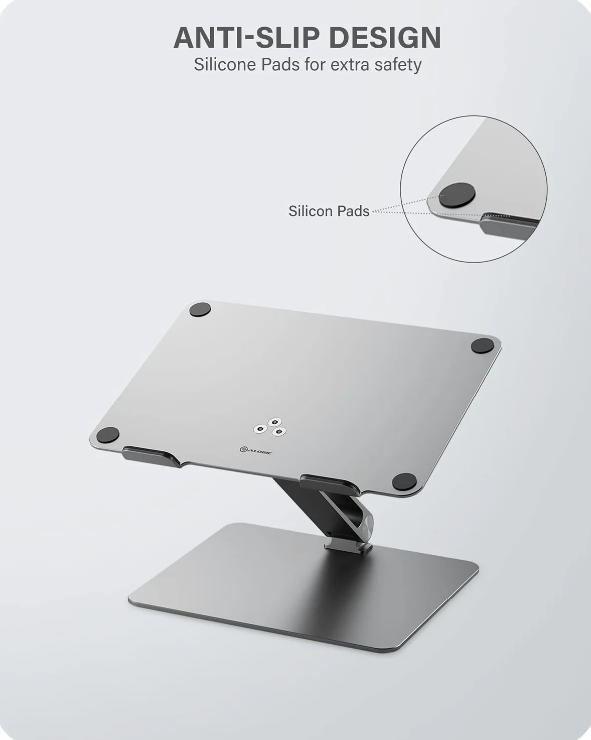 ALOGIC Elite Supporto per laptop regolabile, riser ergonomico con design in alluminio, portatile e robusto, compatibile con MacBook Pro, MacBook Air, Dell XPS, Chromebook e altro.