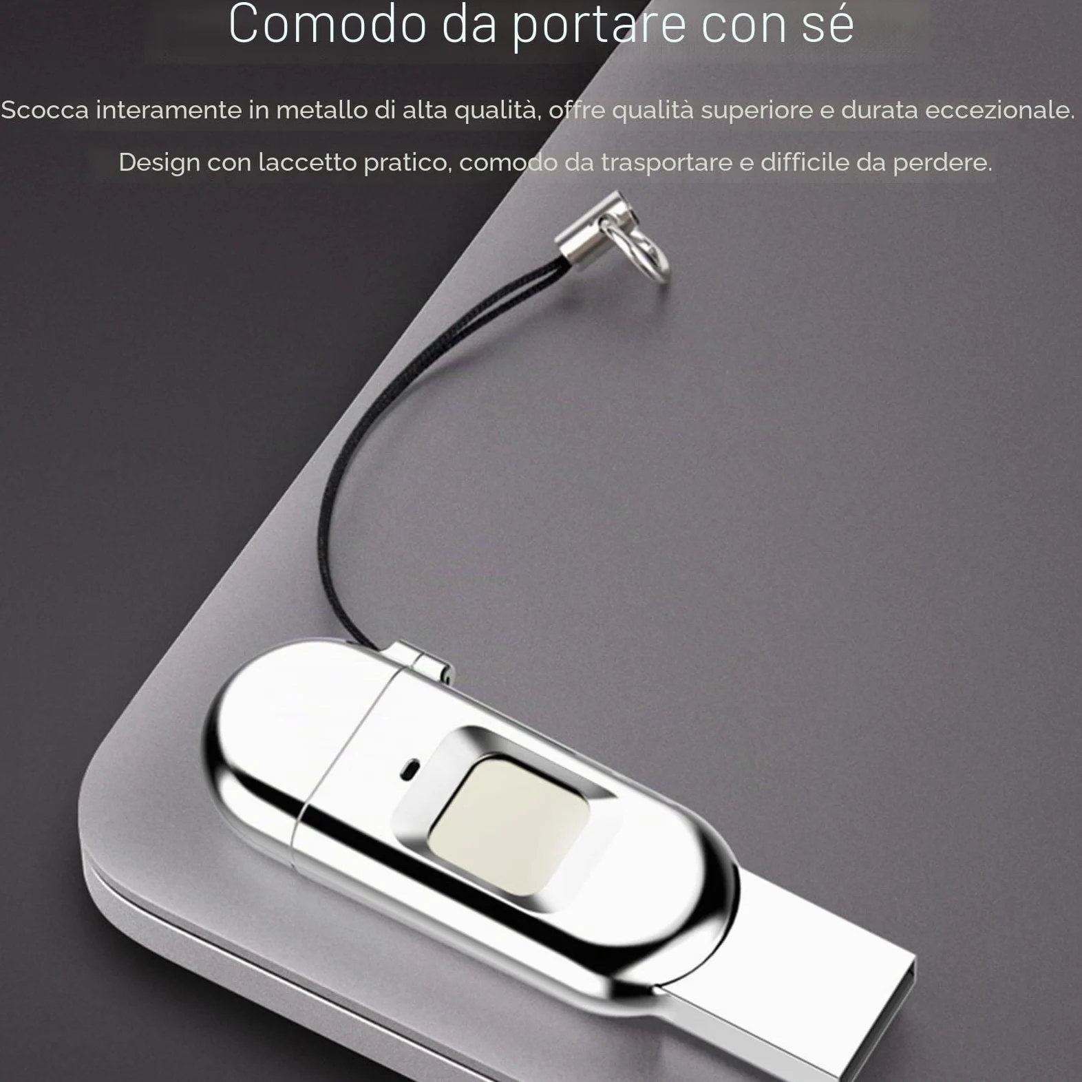 Chiavetta di crittografia dati USB 3.0 portatile di tipo C con password per impronte digitali 64 GB 128 GB 256 GB,64GB