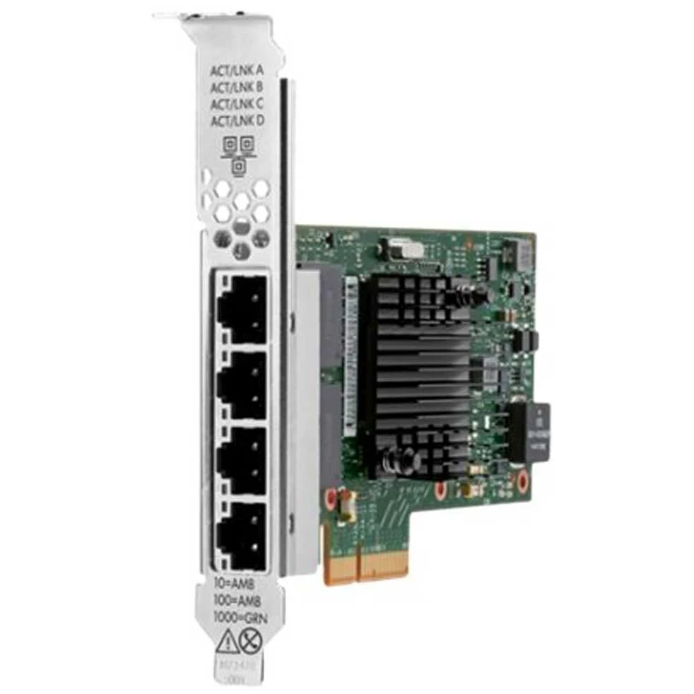 Hewlett Packard Enterprise HPE I350-T4 - Netwerkadapter - PCIe 2.0 x4 - Gigabit Ethernet x 4 - voor ProLiant DL20 Gen10, DL325 Gen10, DL360 Gen10, DL380 Gen10, ML30 Gen10, XL220n Gen10 (P21106-B21)