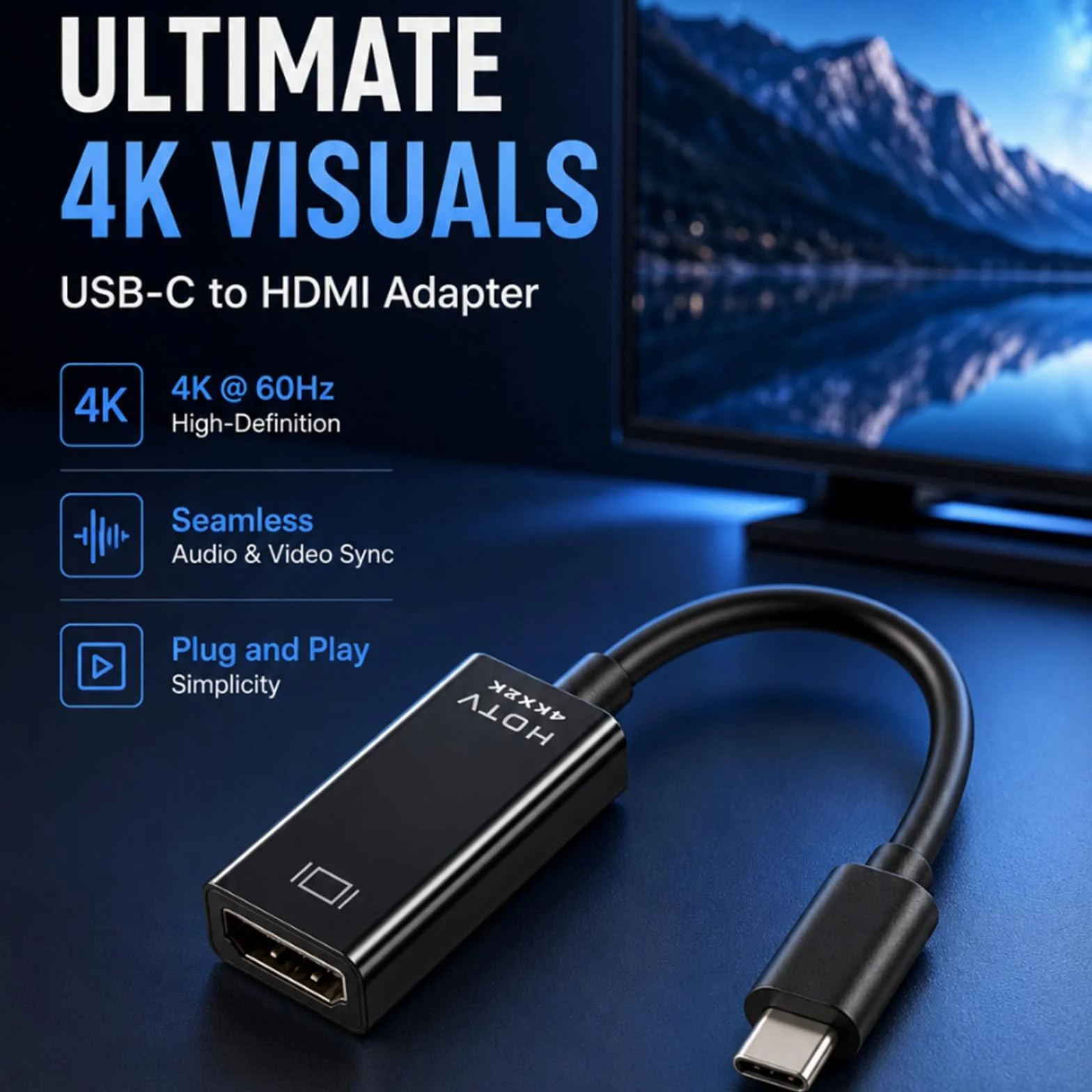 Adattatore USB C HDMI, 4K@30Hz Type c to HDMI, Compatibile con Desktop, Smartphone, Laptop, Tablet, iPhone 16Pro/16Pro Max/16/15, Samsung Galaxy S/Note, Dell XPS Windows, iOS, Android