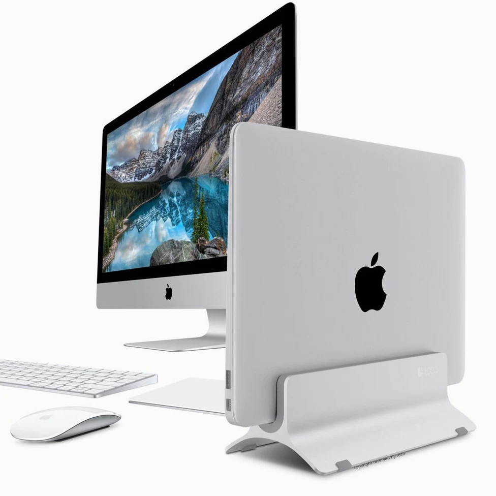 Supporto verticale per laptop, Loca in alluminio supporto da tavolo per Apple MacBook, computer Silver