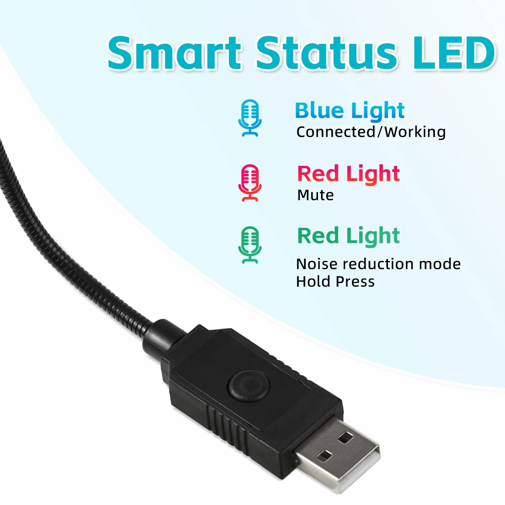 Mini microfono USB per laptop, microfono per computer desktop, microfono a condensatore con collo d'oca e pulsante muto, compatibile con PC e Mac, Plug & Play, per riunioni, chiamate,
