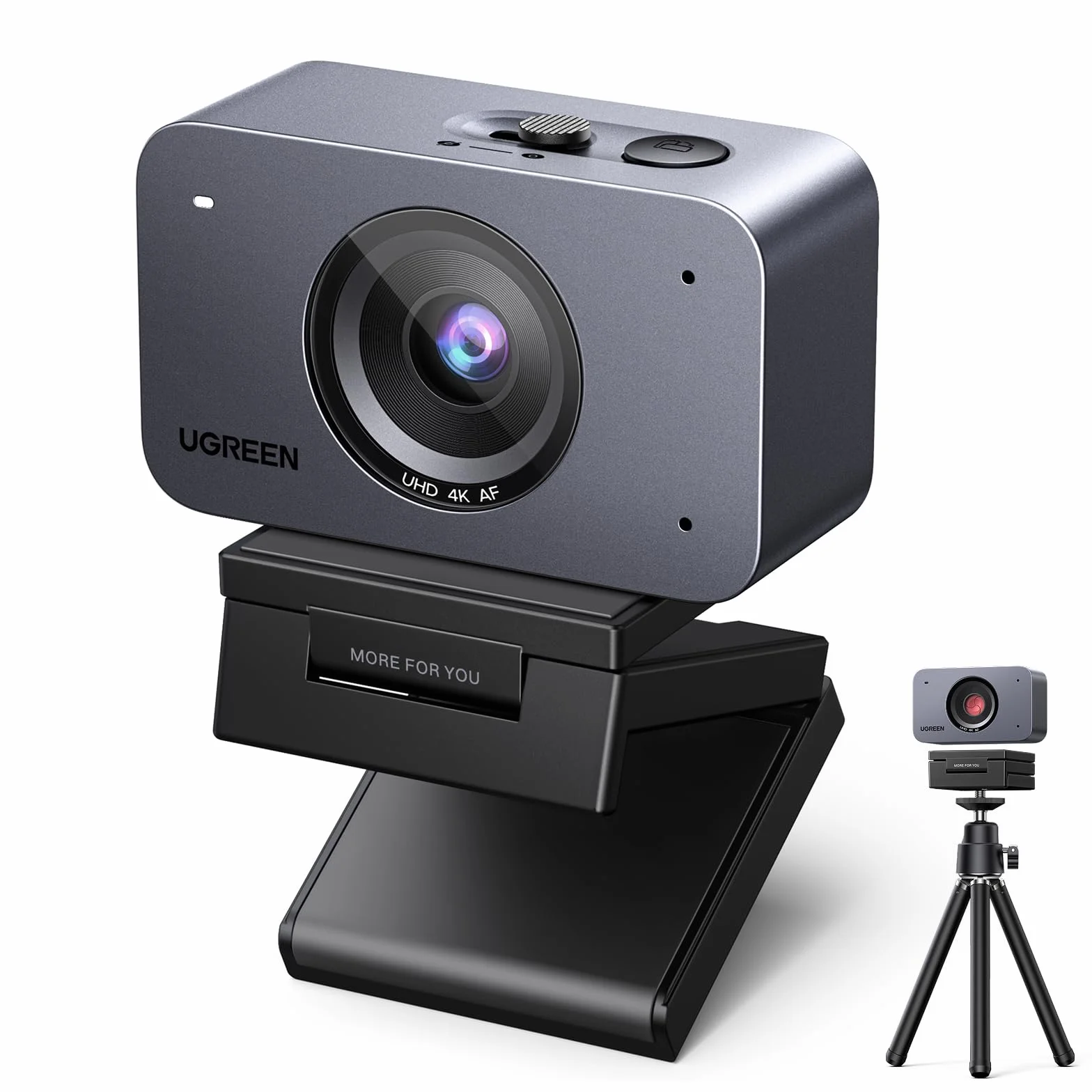 UGREEN FineCam 4K Webcam 30FPS Ultra HD Webcam USB Fuoco Automatico Treppiede Metallico Doppio Microfono Face AE Commutazione Verticale Orizzontale per Windows MacOS Linux Youtube Skype Appel Zoom