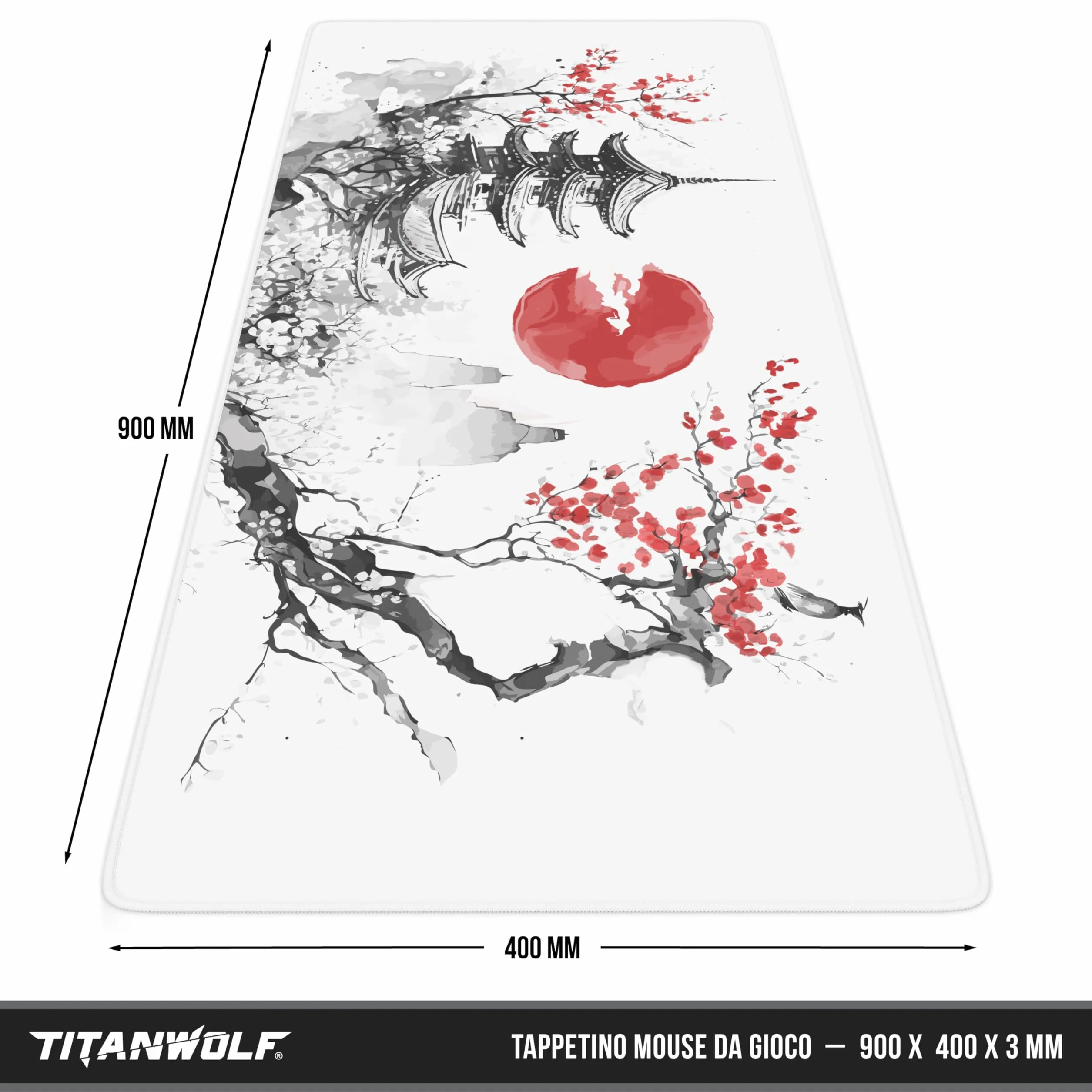 TITANWOLF Tappetino per Mouse XXL 900 x 400 – Office Mousepad – Controllo preciso del Mouse migliora la velocità e la precisione – Tenuta Stabile – Lavabile – Sottomano per Ufficio e casa