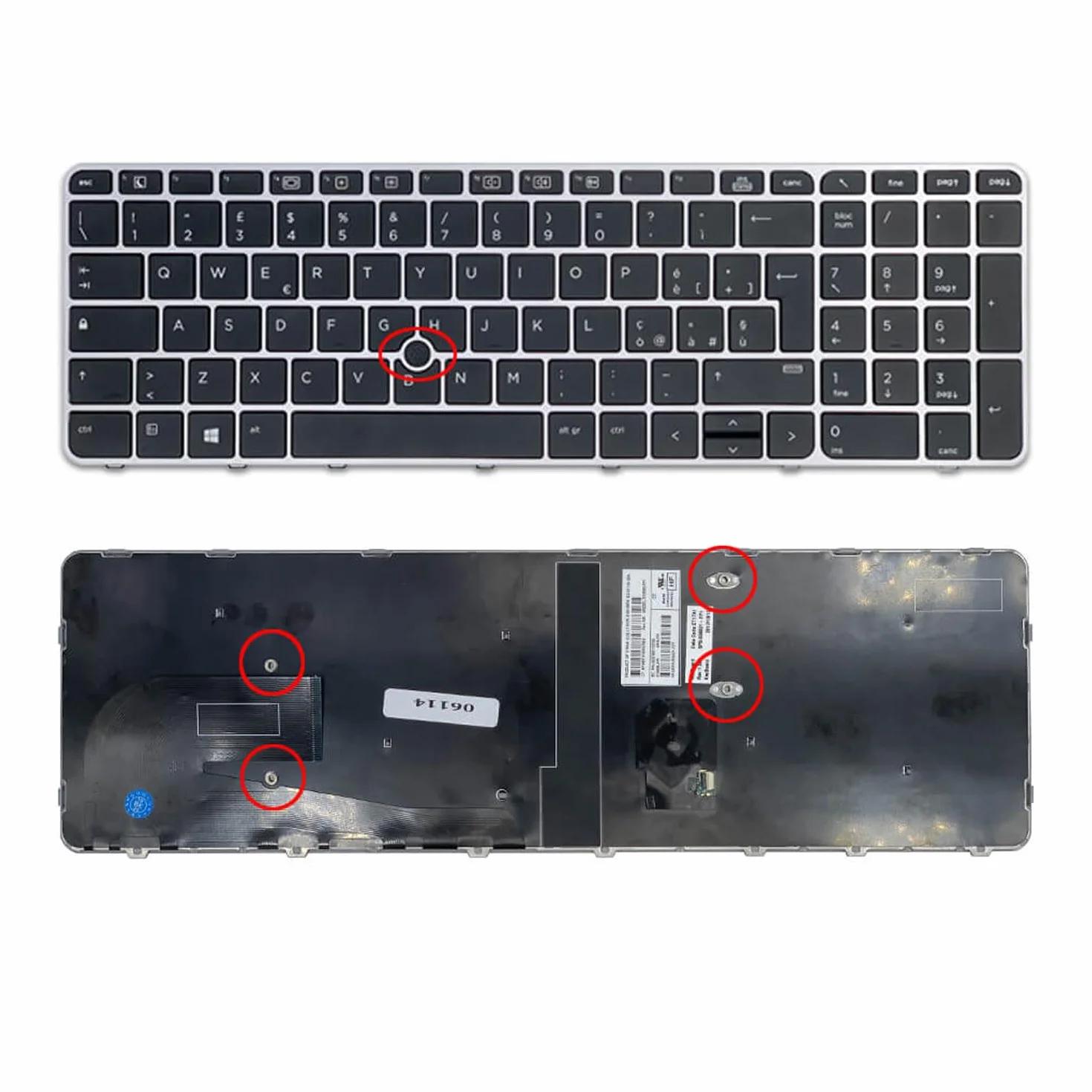 Tastiera Italiana Retroilluminata per HP Elitebook 850 G3 755 G3 850 G4 755 G4 con Track Point Argento