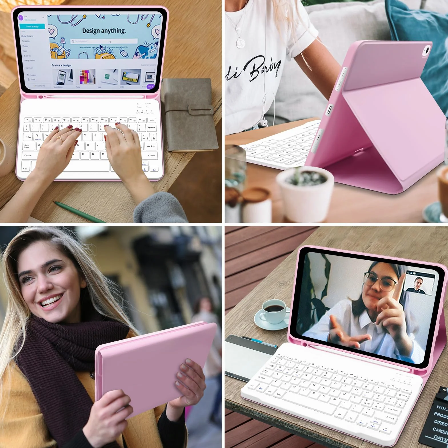 Tastiera ipad 10 Generazione 10.9" 2022/(A16) 11 Generazione 11" 2025 con Custodia, Italiano QWERTY Rimovibile Tastieras ipad 10/11, Slim Cover ipad 10 Generazione con tastiera,Rosa