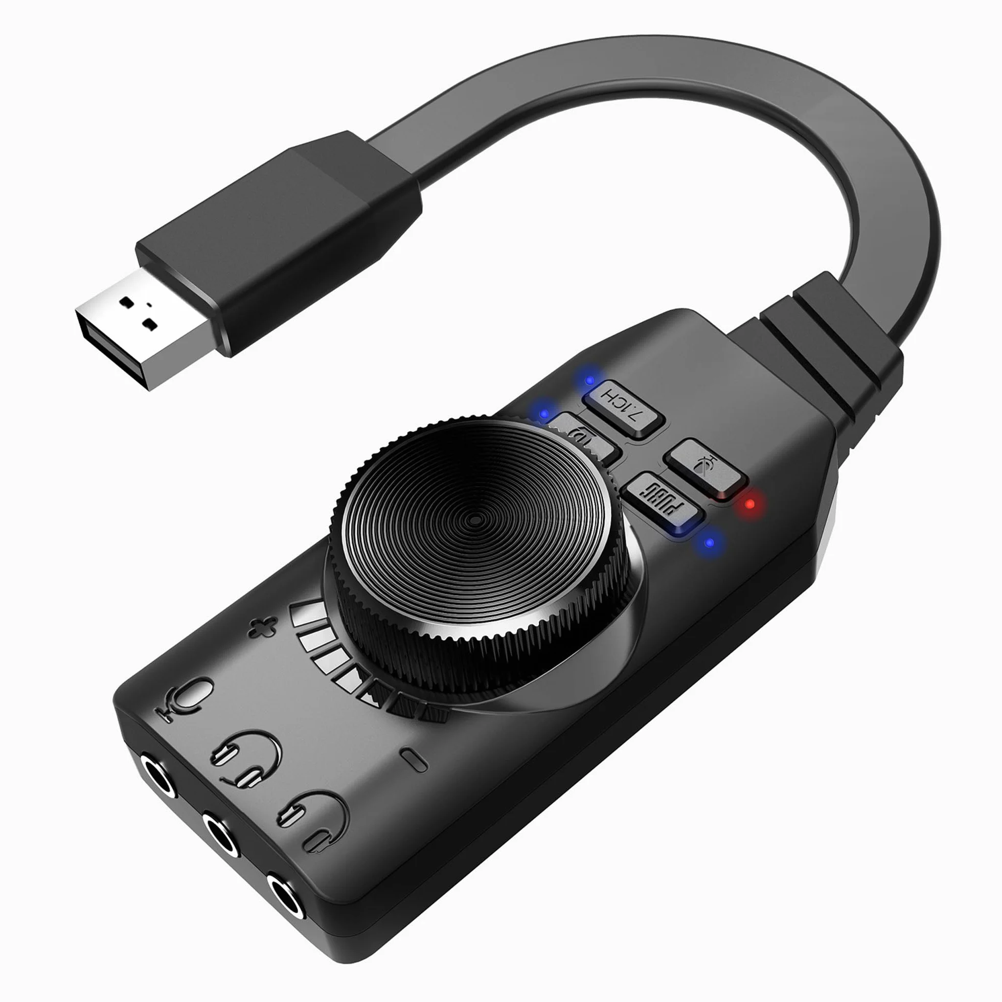 MEIRIYFA Scheda audio USB esterna Virtuale 7.1 Surround Sound USB 2.0 Adattatore scheda audio esterna con regolazione del volume per desktop, laptop, auricolari, cuffie (nero)