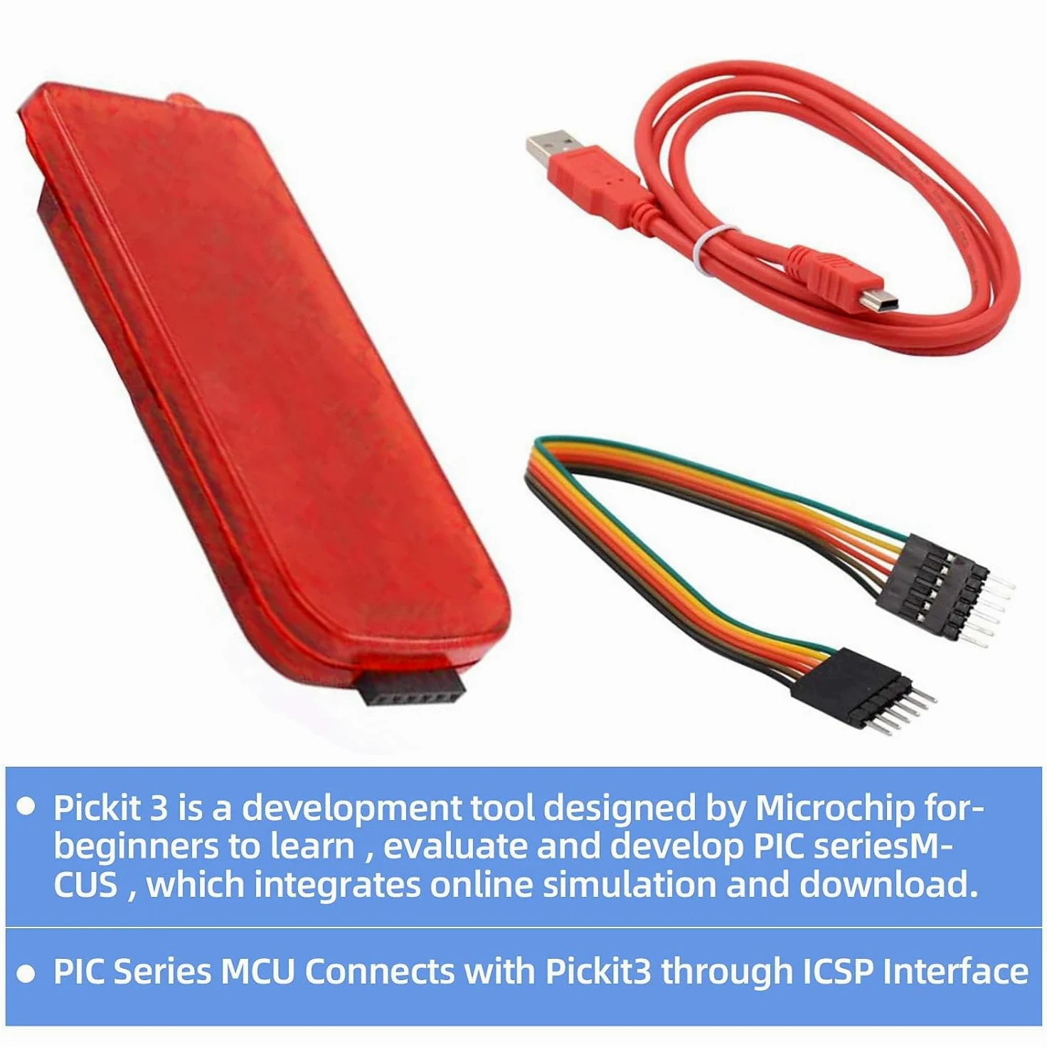 PICKIT3 PIC Kit3 Programmer Debugger Binghe PICKIT3 Emulatore, PIC Kit3 Downloader con Telaio ICD2 Per programmi di sviluppo, debug e sviluppo di software e hardware per PC