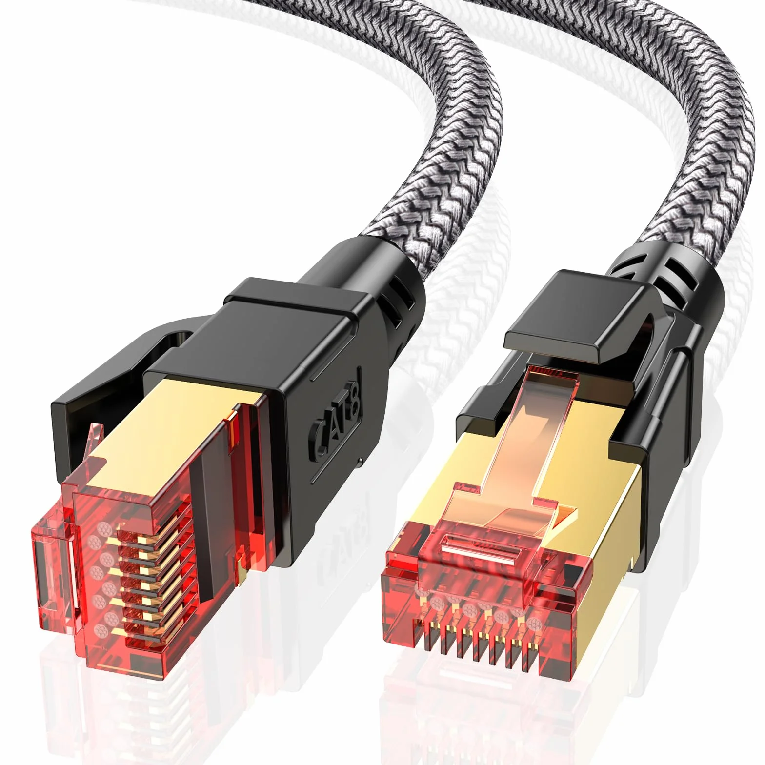 Cat 8 Cavo Ethernet 0.5M Intrecciato Rotondo Alta Velocità 40Gbps 2000MHz STP RJ45 Gigabit