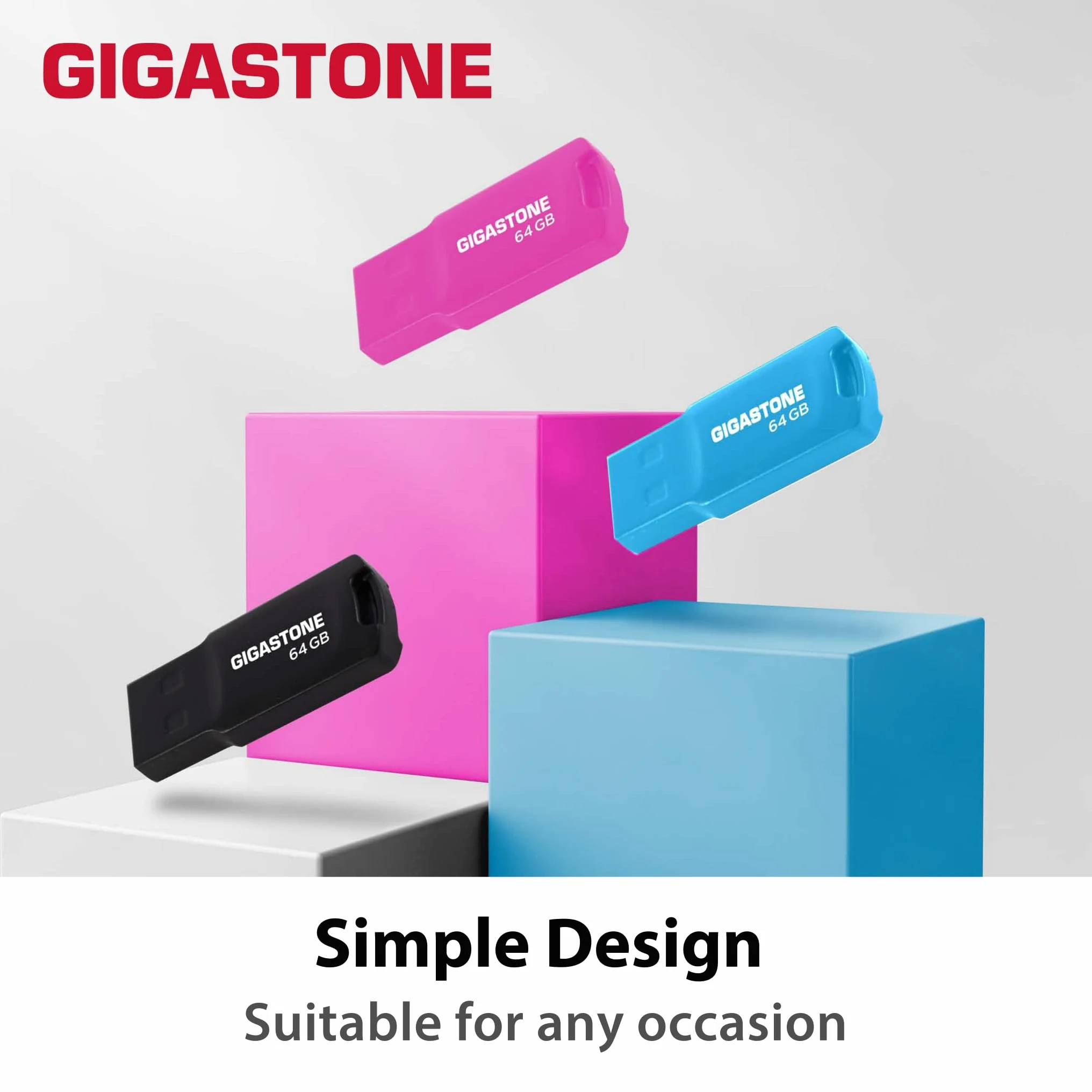 Gigastone Chiavetta USB 64 GB Set da 10, V70 USB 2.0 Memorizzazione dei dati Serie, design portachiavi, compatibile con interfaccia USB 2.0