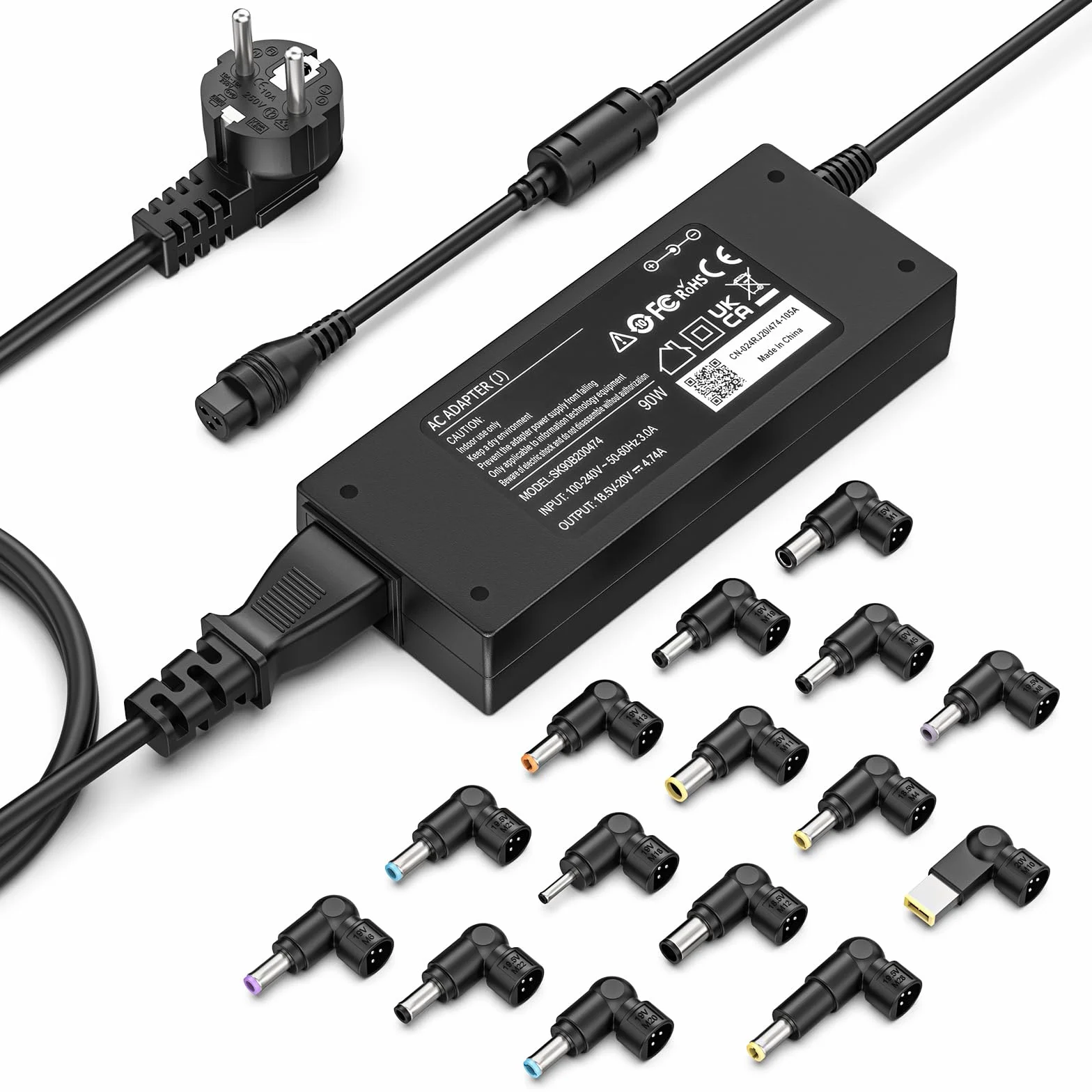 90W Universale Caricatore PC Portatile Alimentatore per HP Lenovo Acer Asus Dell 19V 20V con 15 Adattatori
