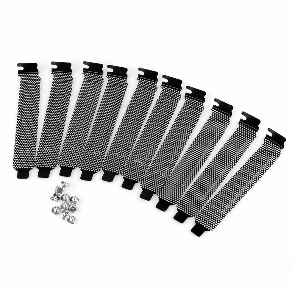 PCI Steel Slot Covers Filtro Parapolvere Piastra di Chiusura Nero 10 Pezzi con Viti