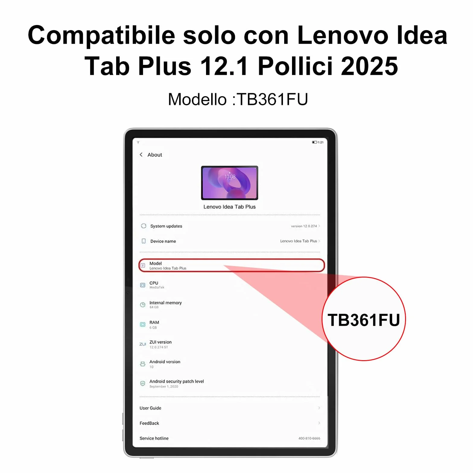 IVEOPPE Tastiera per Lenovo Idea Tab Plus 12.1" 2025, Cover Tastiera Italiano QWERTY, Senza Fili Bluetooth Staccabile Custodia Keyboard per Lenovo Idea Tab Plus 12.1 Pollici 2025, Nero
