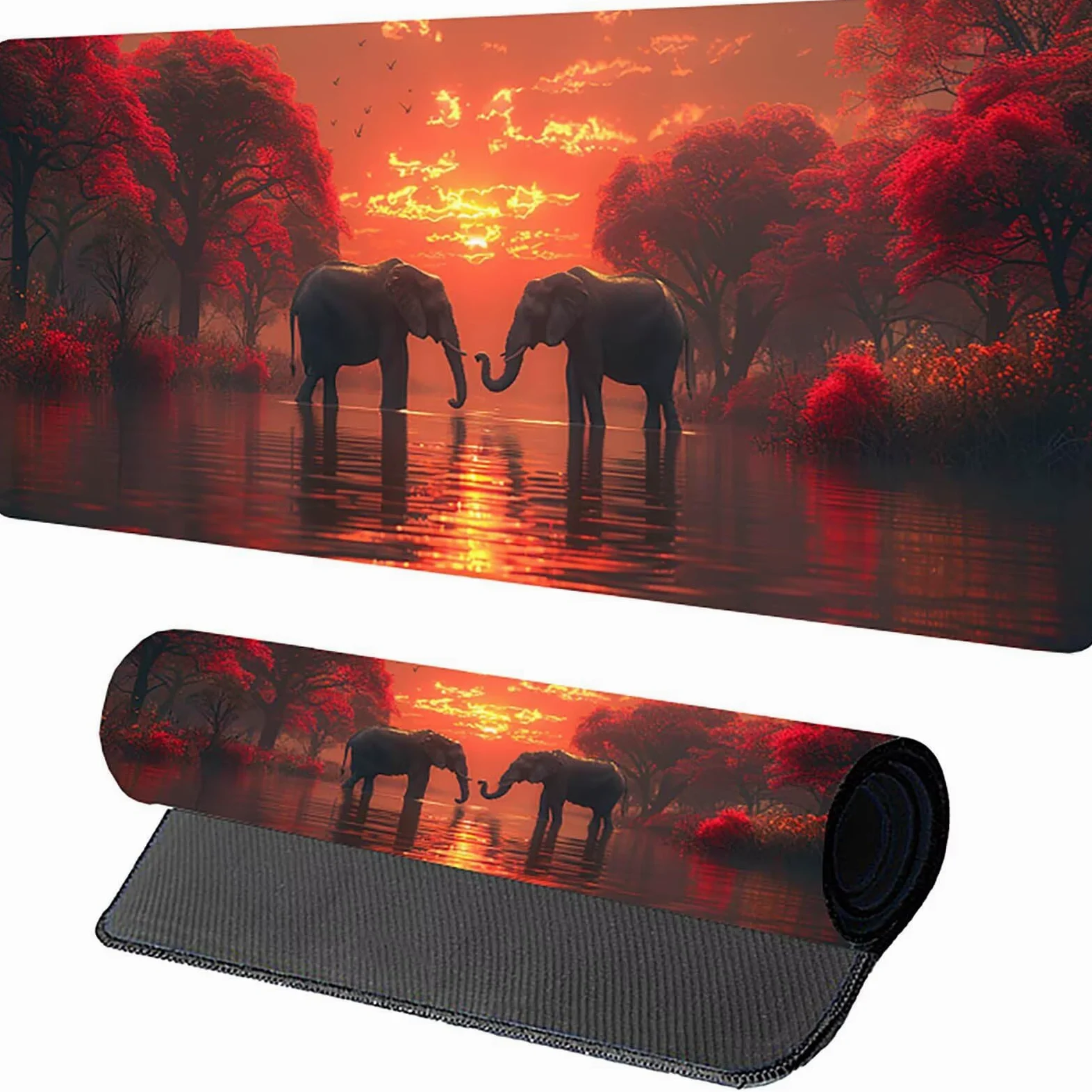 Tappetino Mouse Elefante, Tappetino Mouse XXL 1500 x 800 mm, Gaming Mouse Pad con Base in Gomma Antiscivolo, Mousepad Migliorare la Velocità e la Precisione, Ufficio Accessori Gaming, Rosso 7-8922