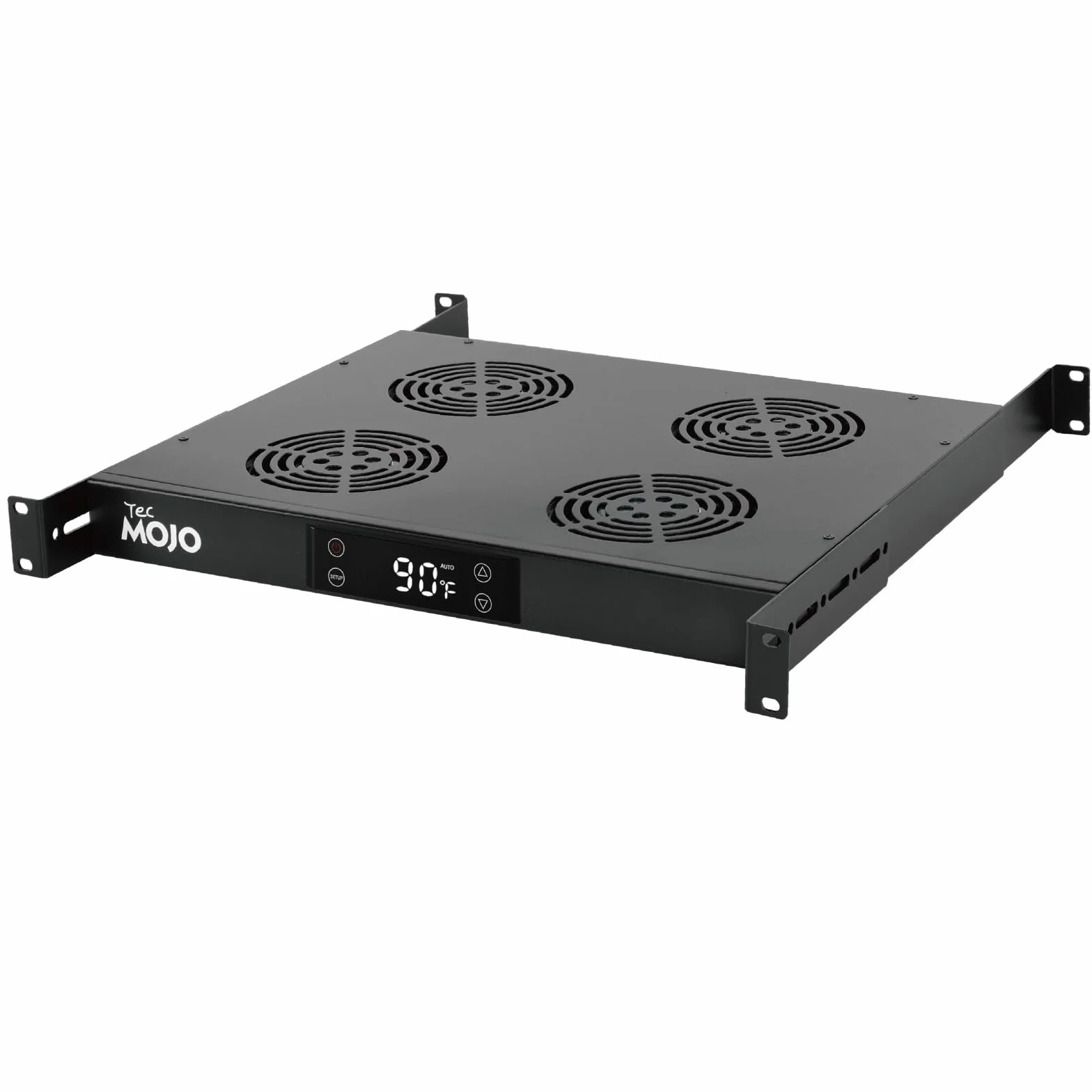 Tecmojo Modulo di Ventilazione da 1U per Rack da 19 Pollici con 4 Ventole, Supporto per Ventole con Guida Regolabile per Profondità da 350mm a 750mm, Nero