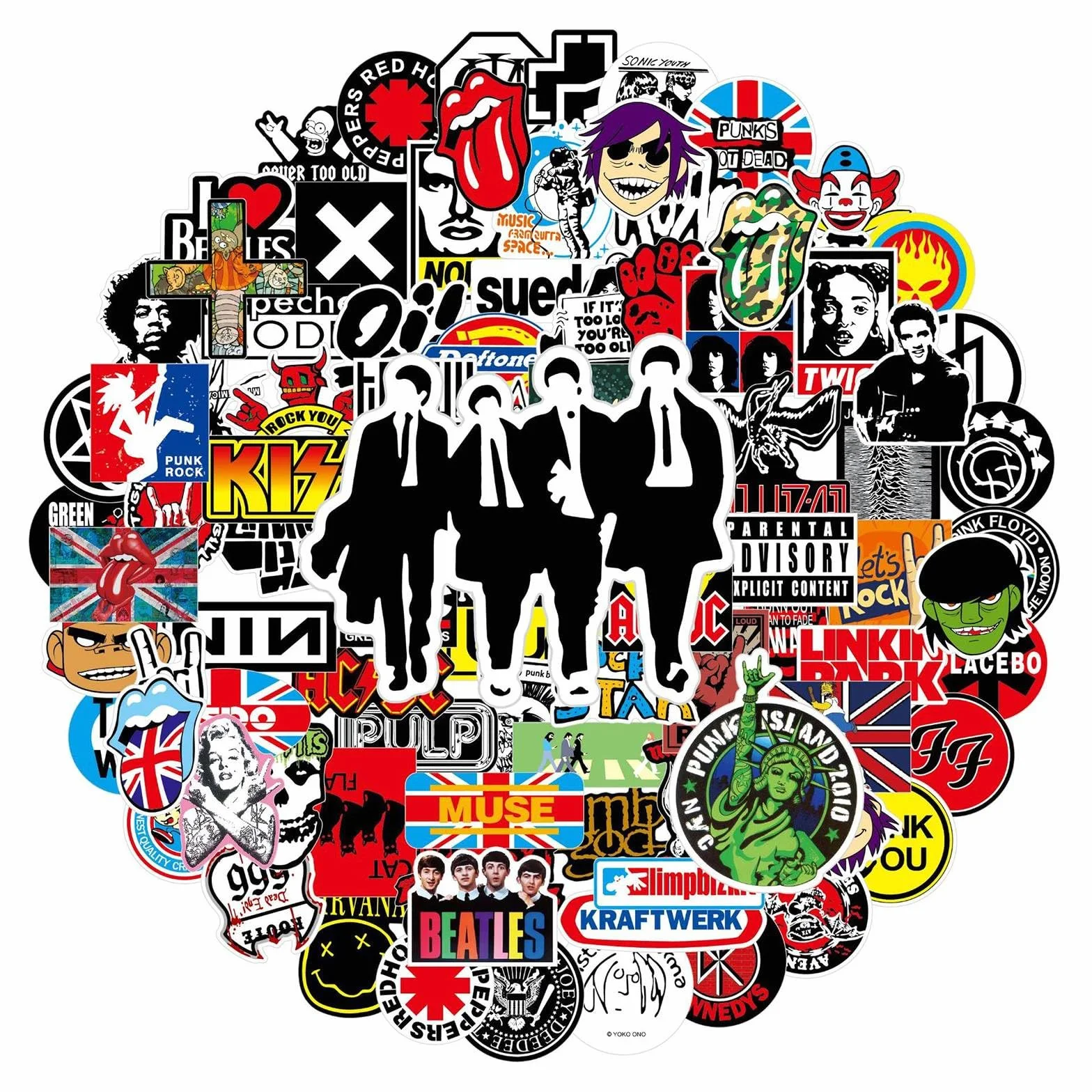 Dreamil Rock Band Punk Sticker 100 pezzi Un classico Rocker Sticker Pack Impermeabile Vinile Cool Metal Music Sticker per Laptop Scrapbook Moto Valigia Skateboard Tee