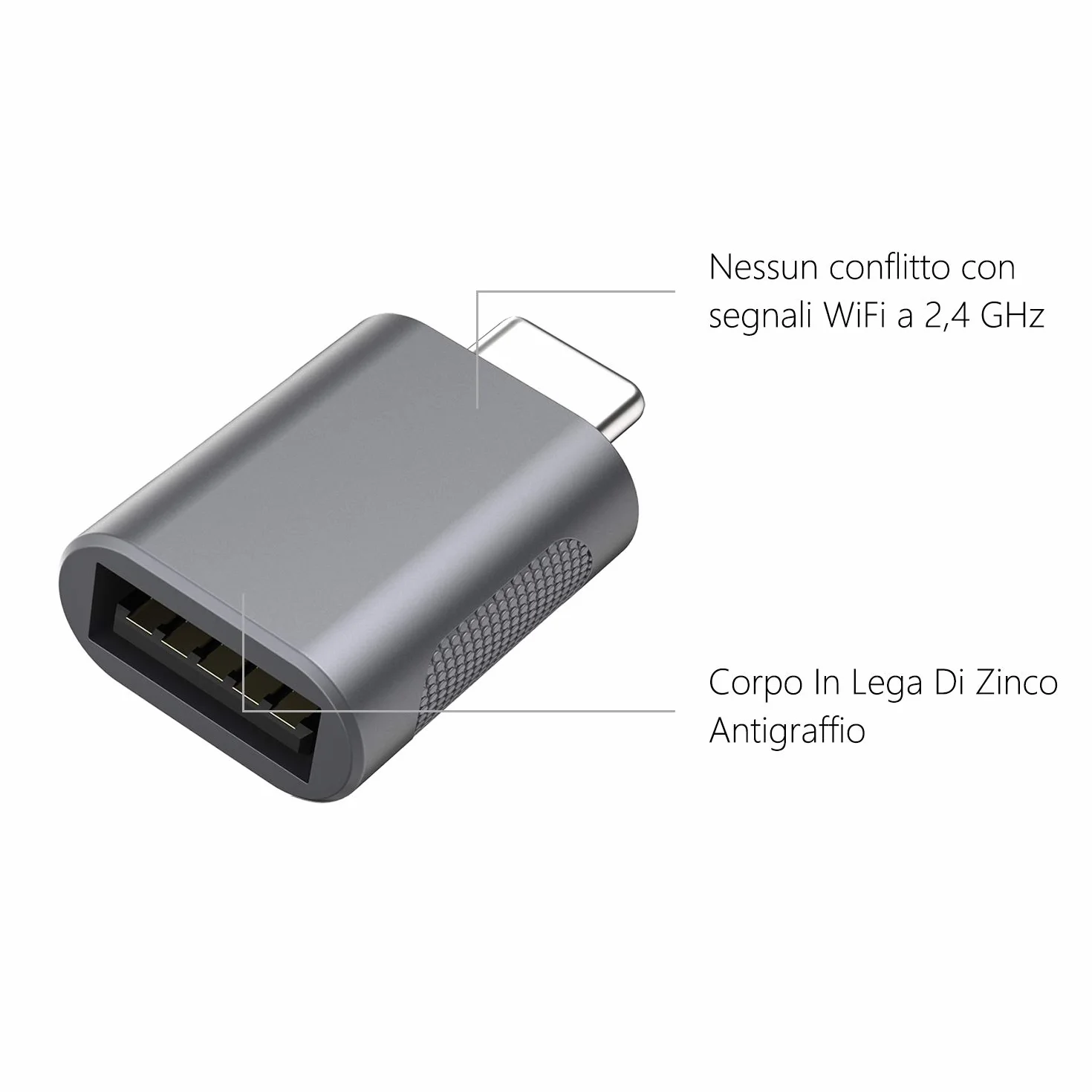 nonda Adattatore da USB C a USB 3.0 (2 Pezzi),Adattatore OTG da Thunderbolt 4/3 a USB Femmina per MacBook Pro 2021, MacBook Air 2022, iPad Pro 2021, Altri dispositivi con USB Tipo C (Spazio Grigio)