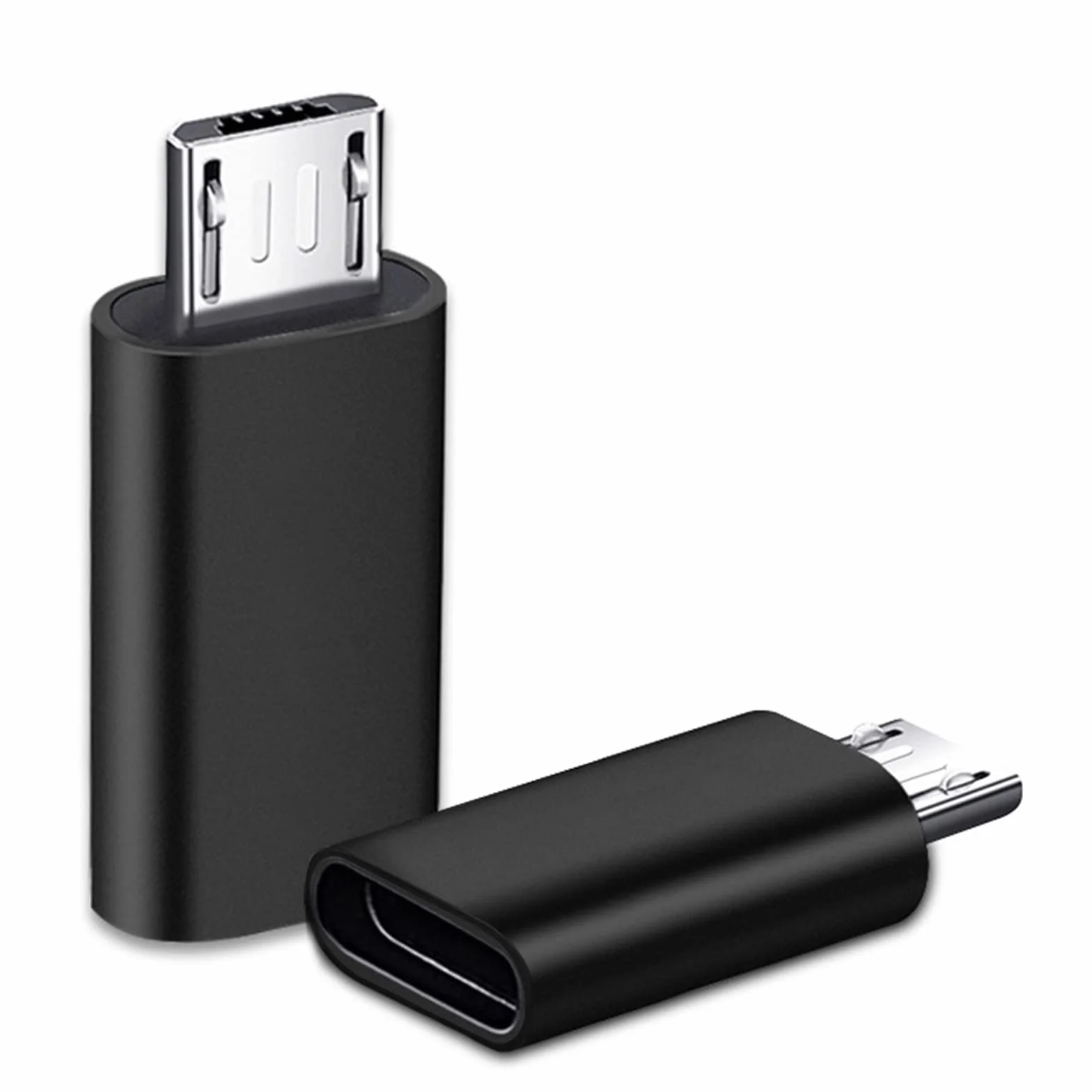 iJiZuo Adattatore Micro USB a USB C [2 Pezzi], Micro USB (Maschio) a USB C (Femmina) Adattatore Trasferimento Dati, per Galaxy S7/S7 Edge/S6/J7, LG G4, Hua wei P10/ P9 Lite-Nero