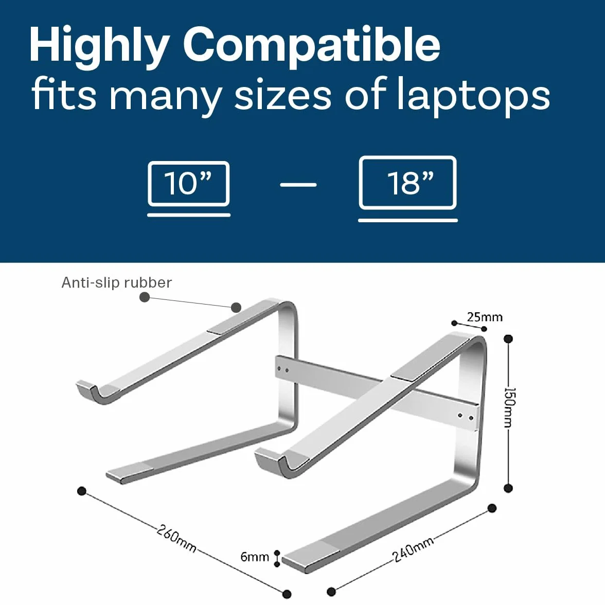 MMOBIEL Supporto Alto per Laptop - Supporto per Laptop da 10 a 18 Pollici - Ventilato Universale da Scrivania Compatibile con MacBook, ASUS, Acer e Altro – Alluminio
