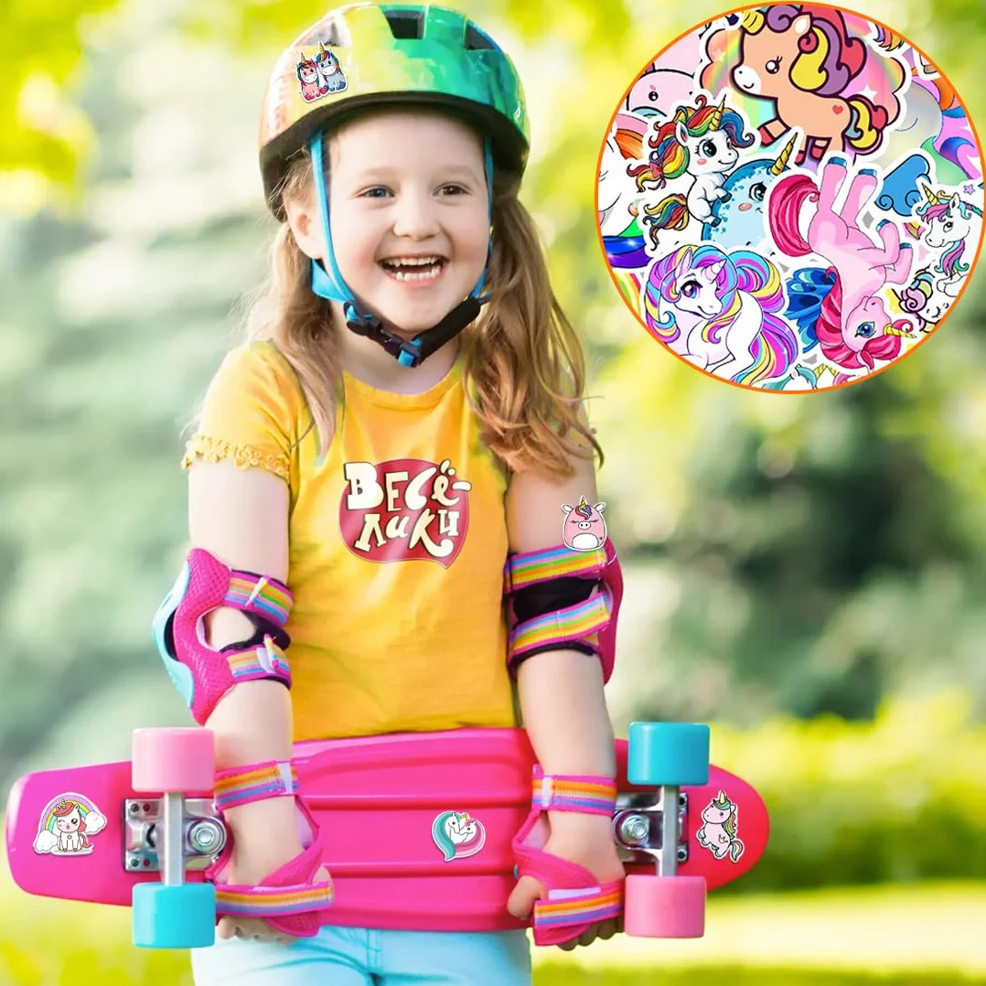 50 pcs Fogli di Adesivi per Bicicletta Adesivi con Unicorno Riflettenti per Bambini Sticker Impermeabili Estetici per Moto Bici Computer Valigia Laptop Auto Telefono Casco Skateboard